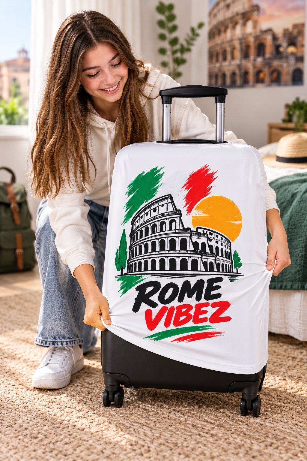 Rome Vibez Luggage Cover | Colosseum Italy Travel Case