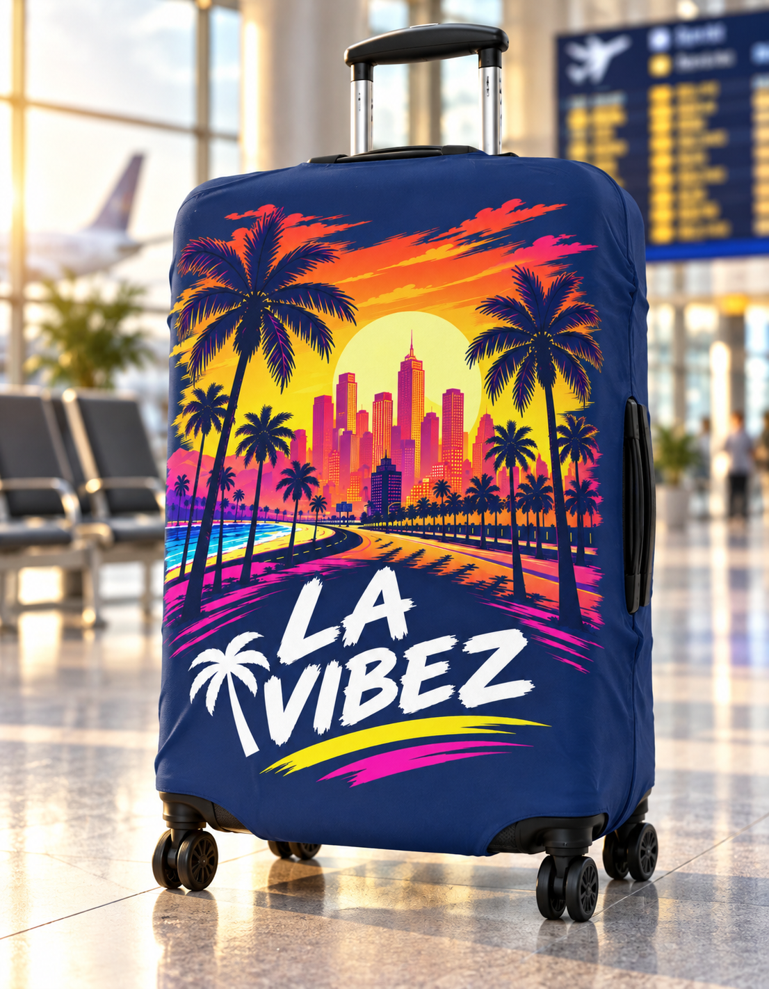 LA Vibez Luggage Cover | Palm Trees Sunset City Skyline