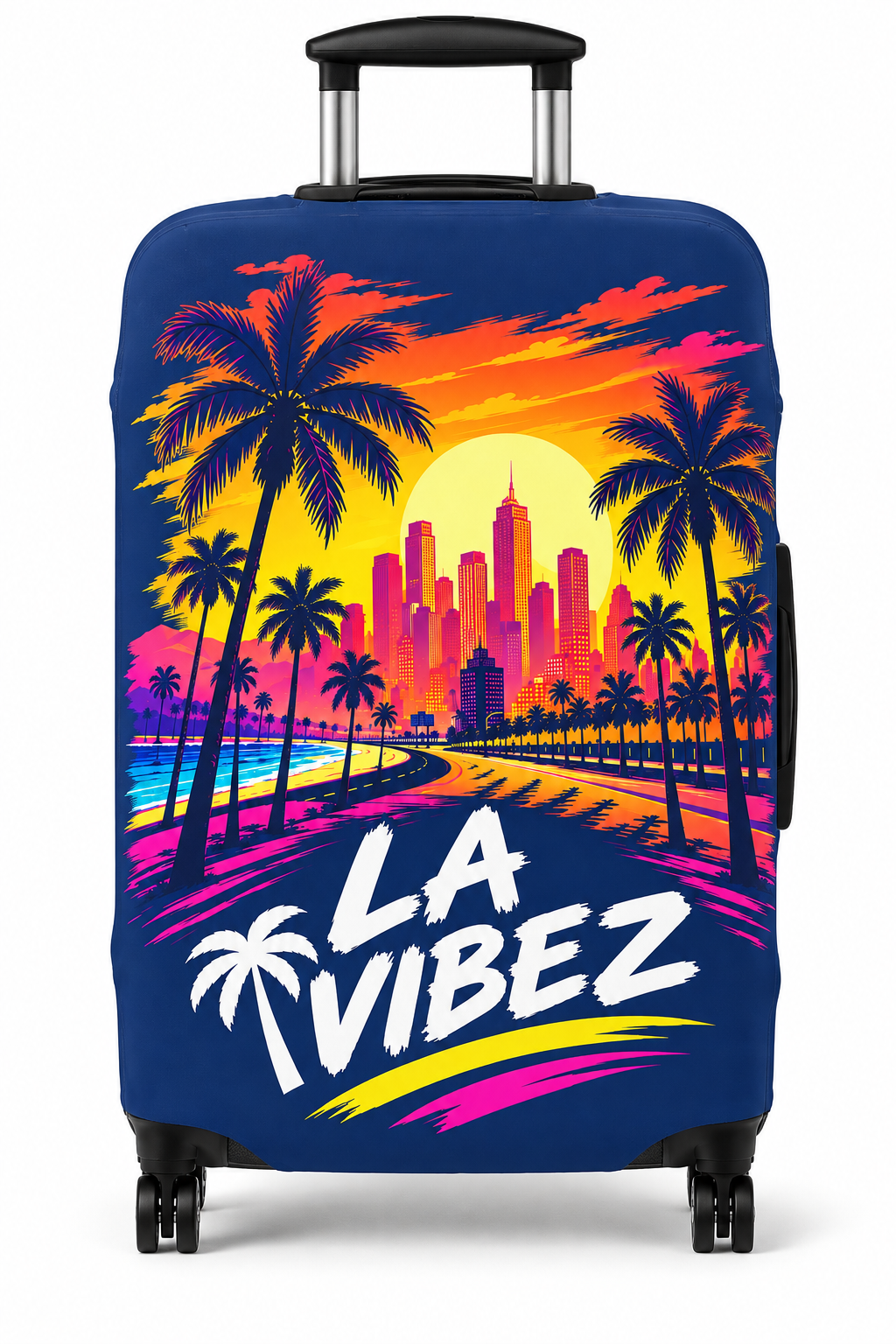 LA Vibez Luggage Cover | Palm Trees Sunset City Skyline
