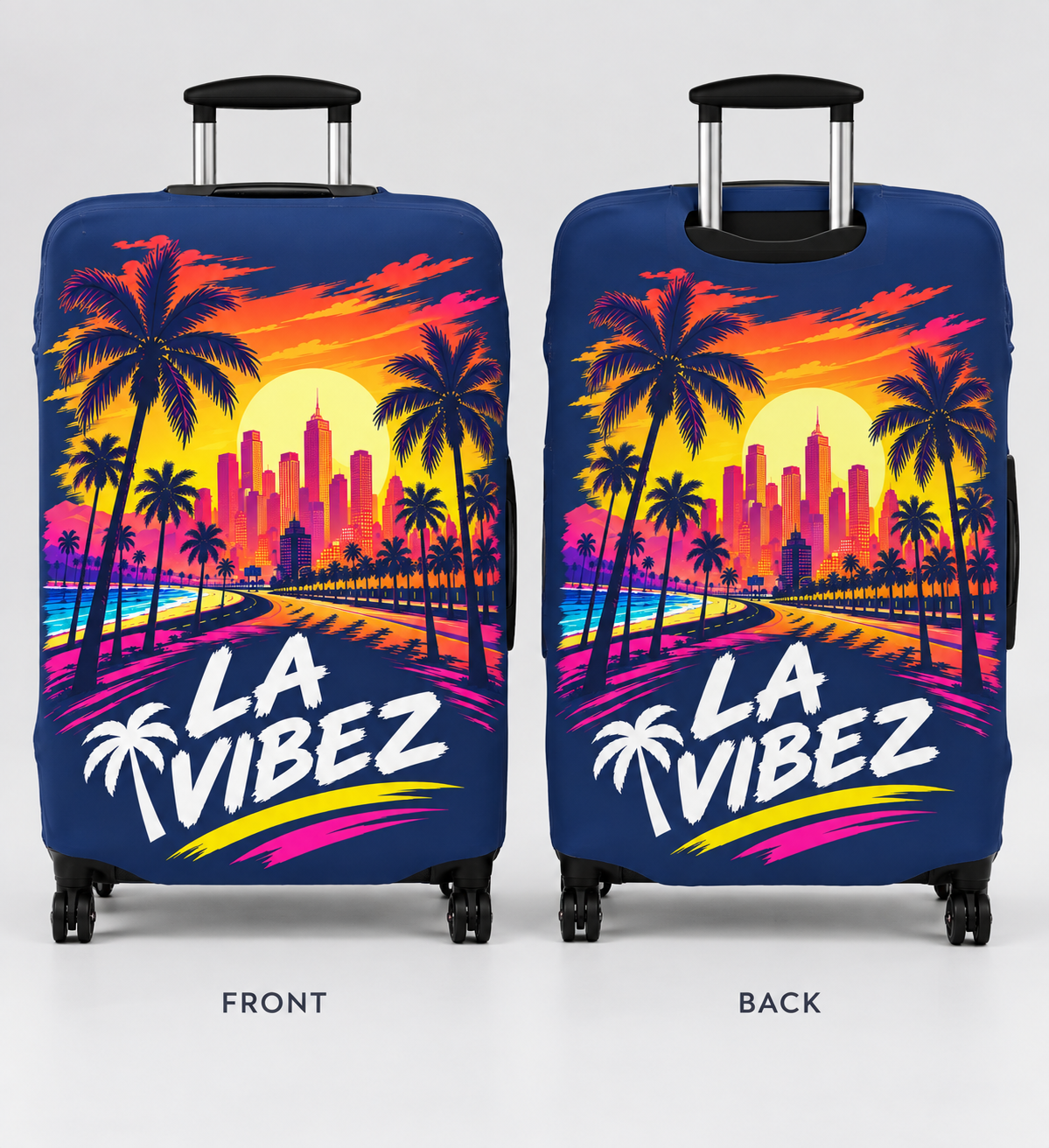 LA Vibez Luggage Cover | Palm Trees Sunset City Skyline
