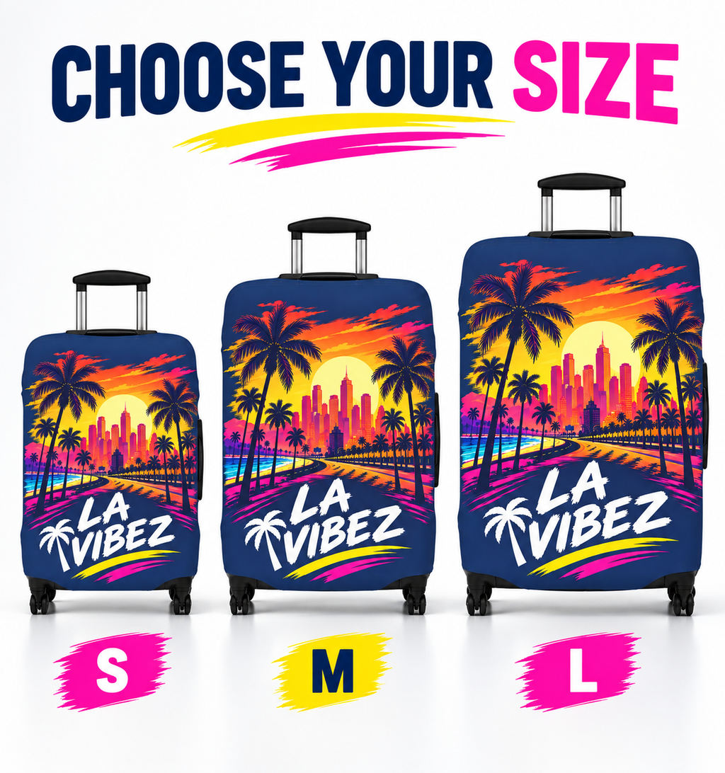 LA Vibez Luggage Cover | Palm Trees Sunset City Skyline