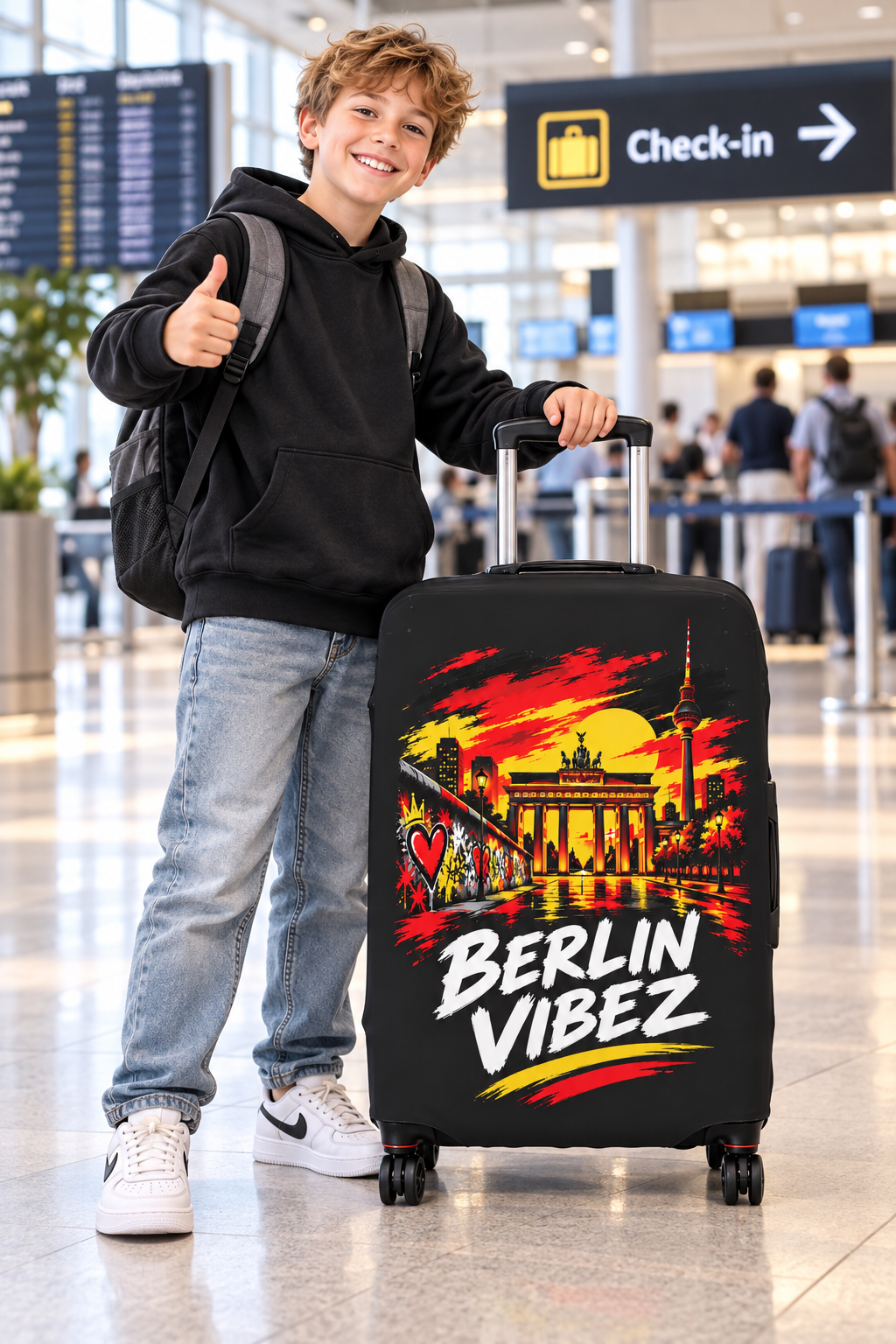 Berlin Vibez Luggage Cover | Brandenburg Gate Skyline Suitcase Protector