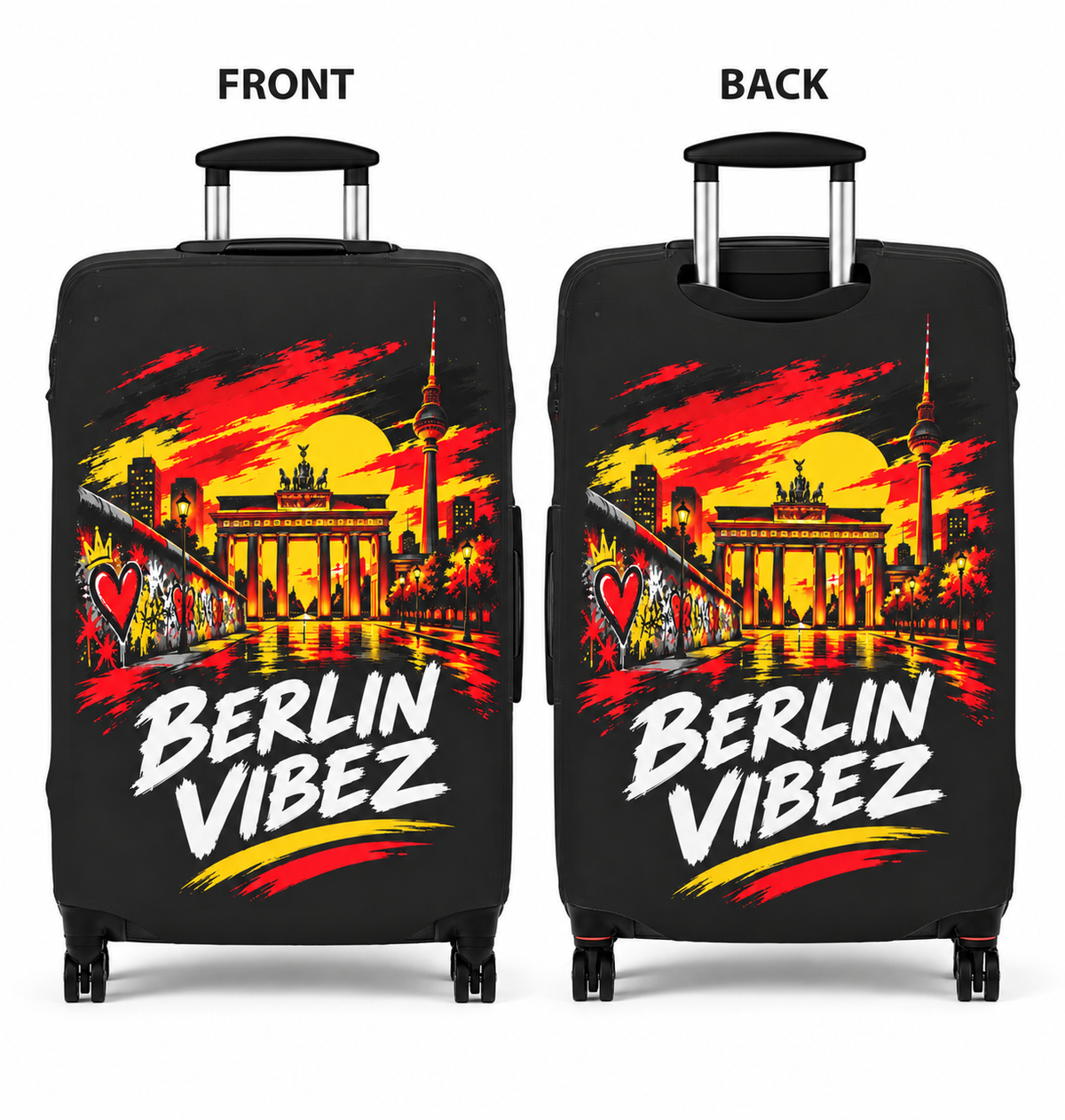 Berlin Vibez Luggage Cover | Brandenburg Gate Skyline Suitcase Protector