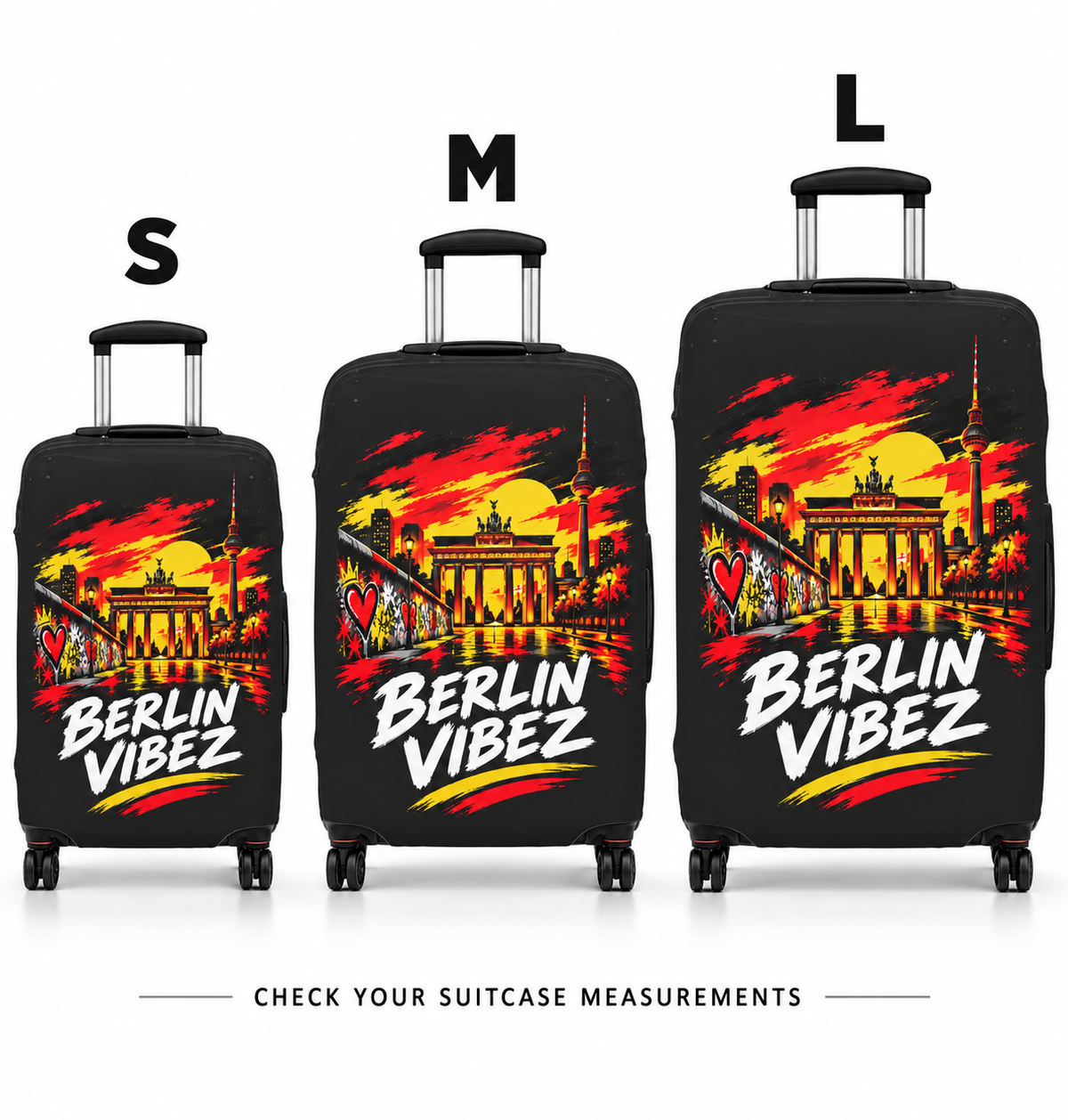 Berlin Vibez Luggage Cover | Brandenburg Gate Skyline Suitcase Protector