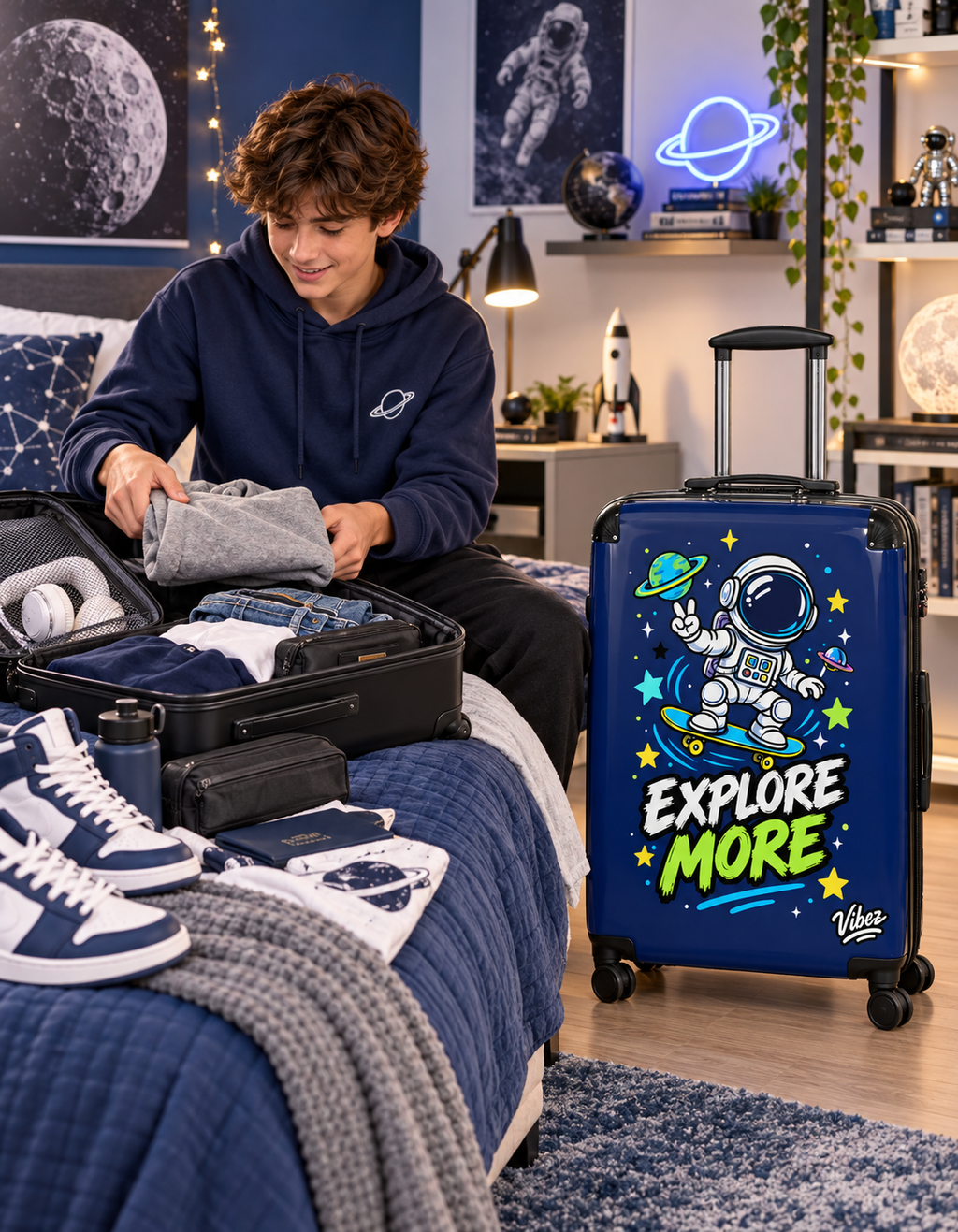 Astronaut Skateboard Explore More Suitcase | Kids Luggage, Space Travel