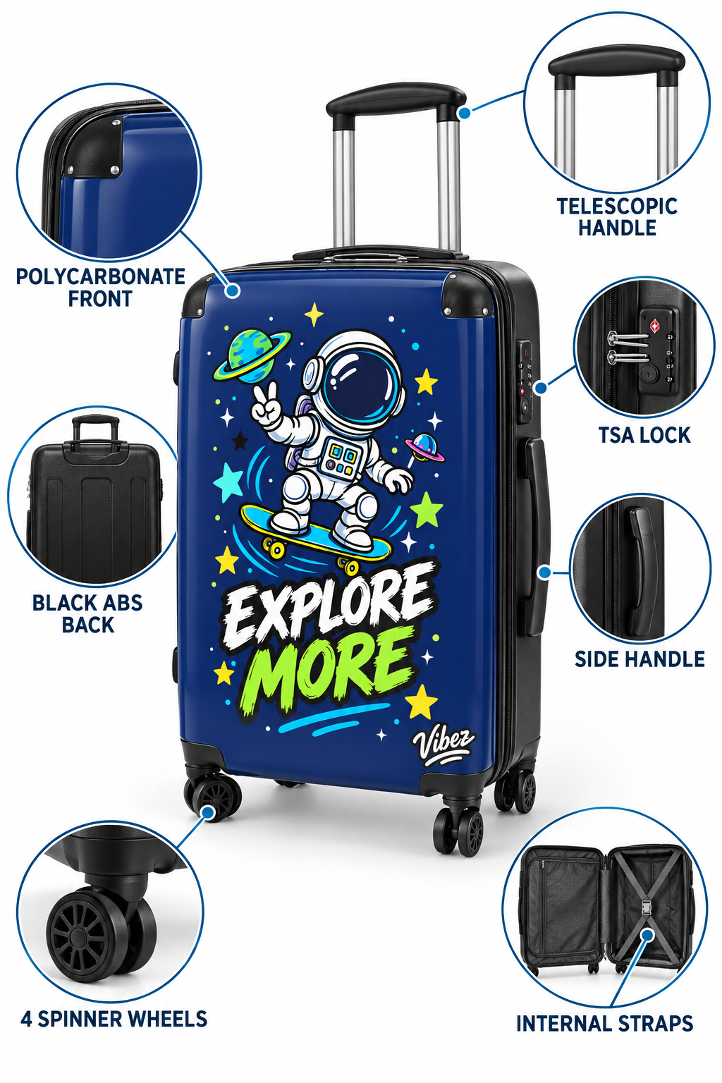 Astronaut Skateboard Explore More Suitcase | Kids Luggage, Space Travel