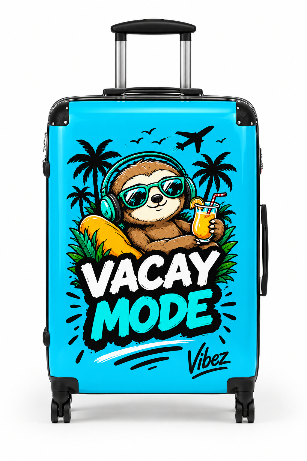 Vacay Mode Sloth Suitcase | Travel Luggage, Tropical Beach Design