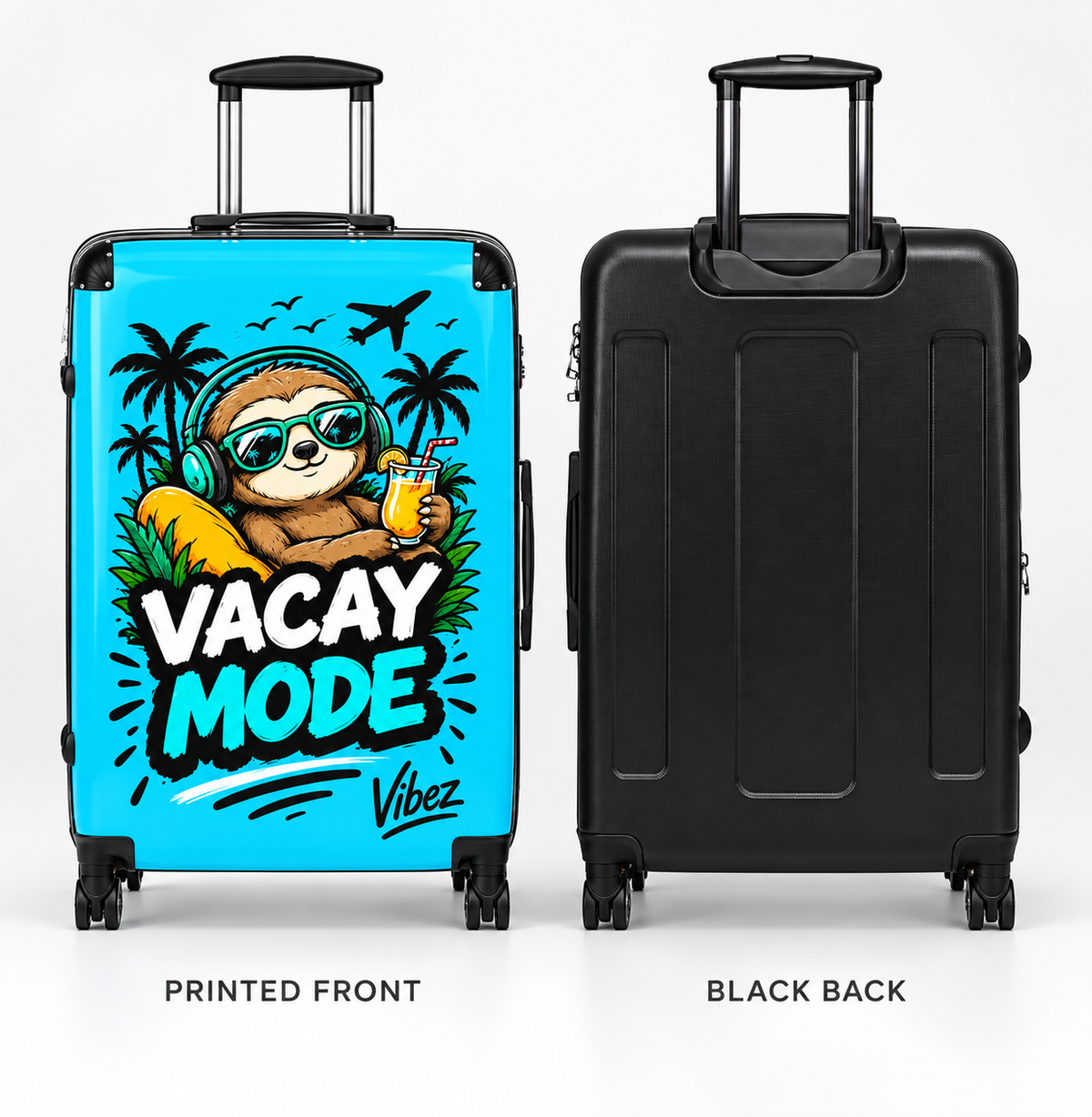 Vacay Mode Sloth Suitcase | Travel Luggage, Tropical Beach Design