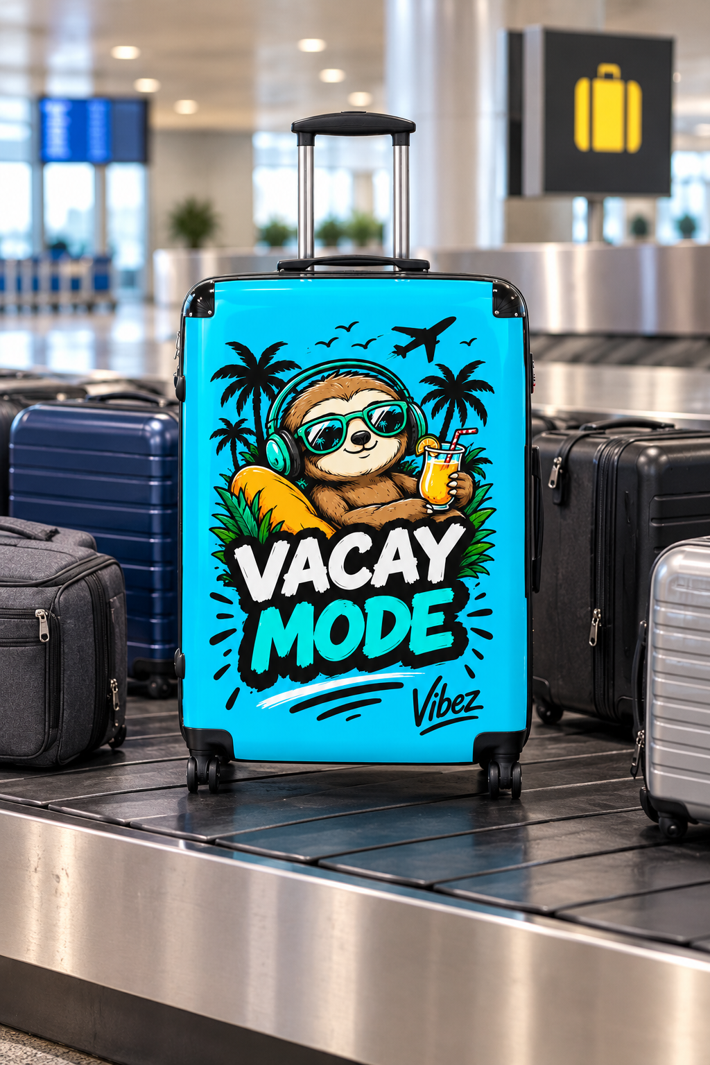Vacay Mode Sloth Suitcase | Travel Luggage, Tropical Beach Design