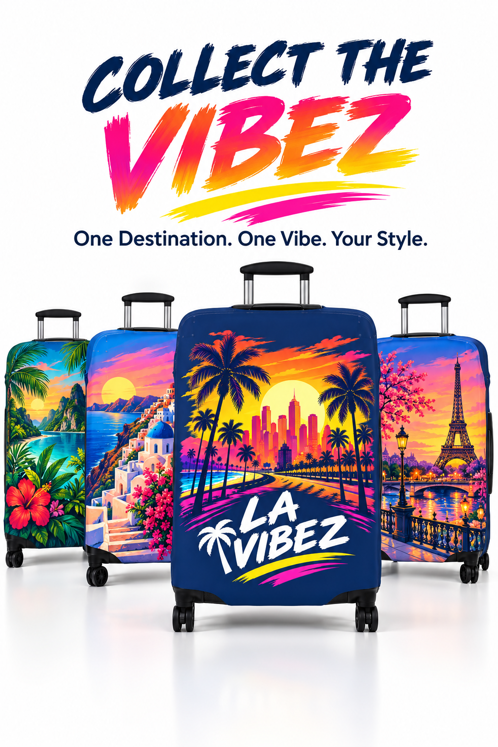 LA Vibez Luggage Cover | Sunset Palm Skyline Travel Accessory