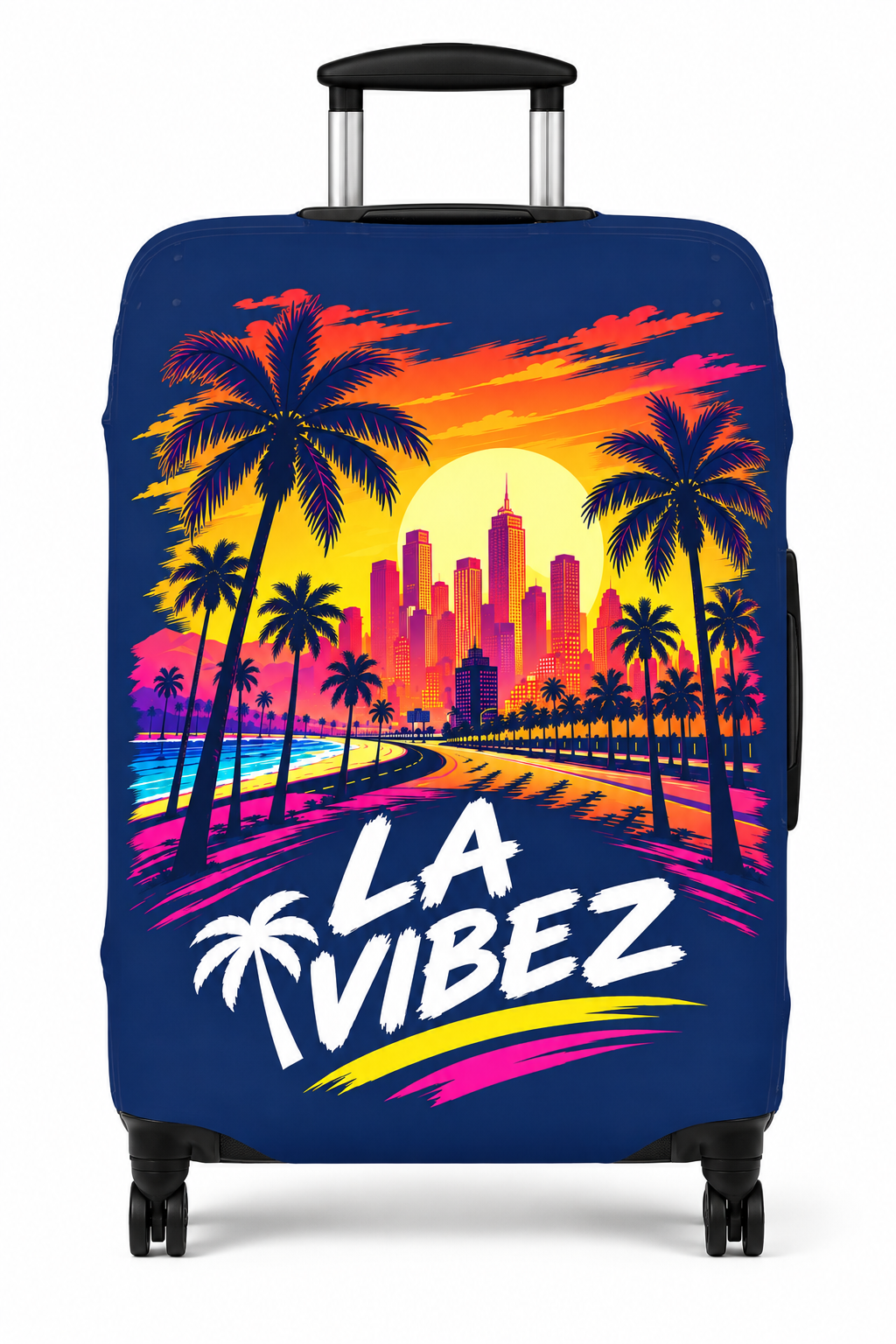 LA Vibez Luggage Cover | Sunset Palm Skyline Travel Accessory