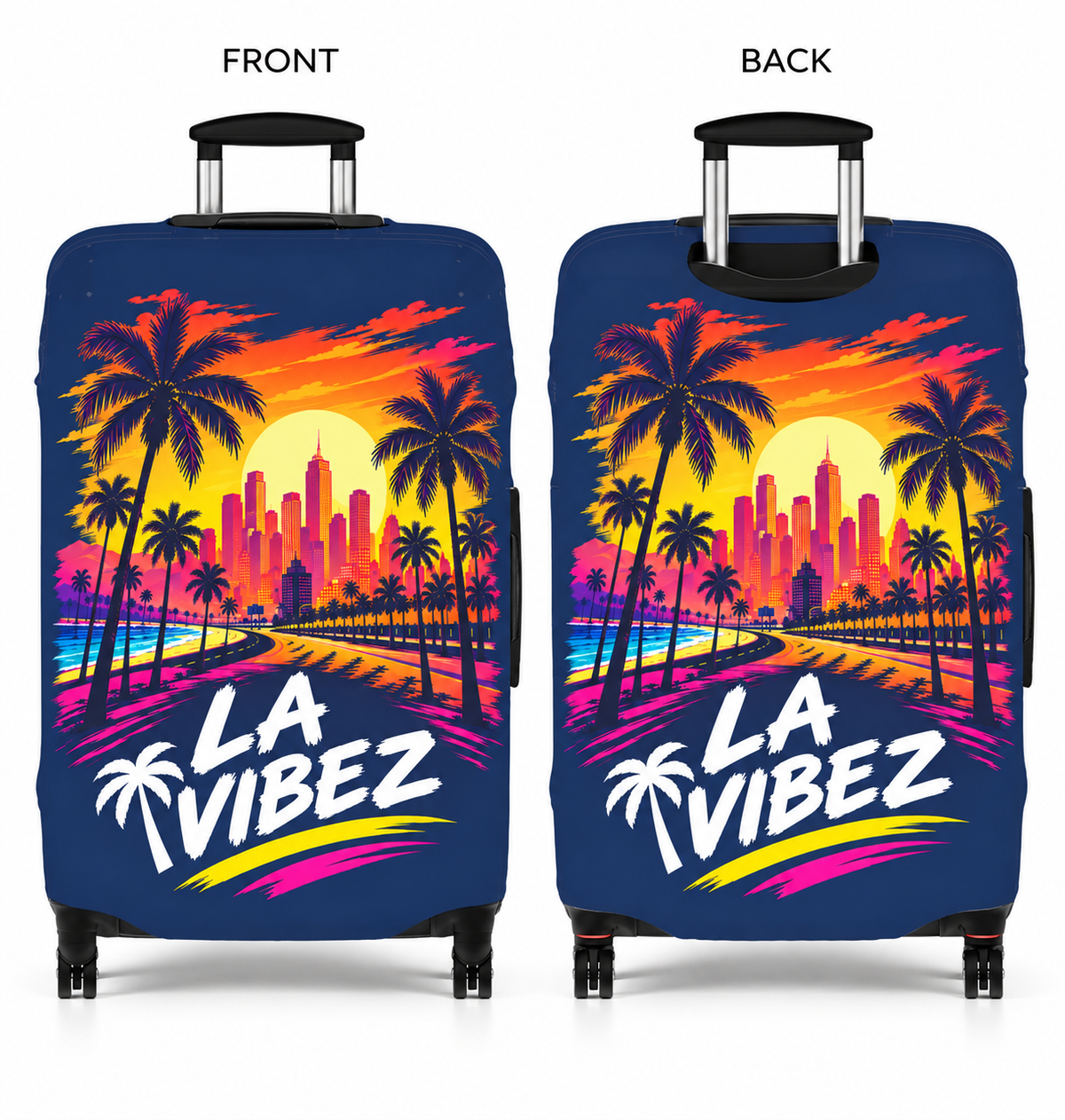 LA Vibez Luggage Cover | Sunset Palm Skyline Travel Accessory
