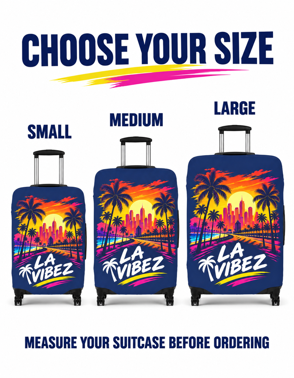 LA Vibez Luggage Cover | Sunset Palm Skyline Travel Accessory