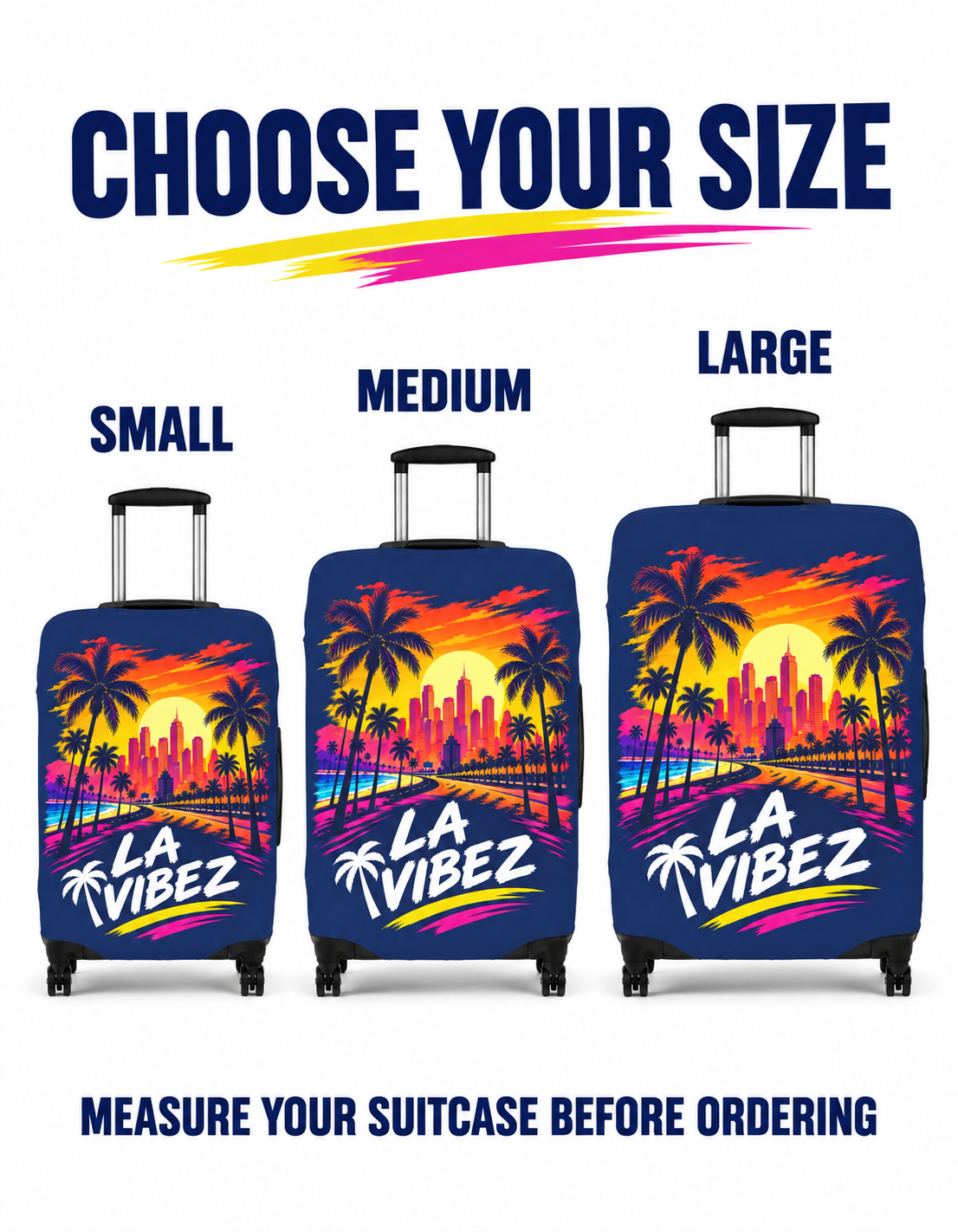 LA Vibez Luggage Cover | Sunset Palm Skyline Travel Accessory