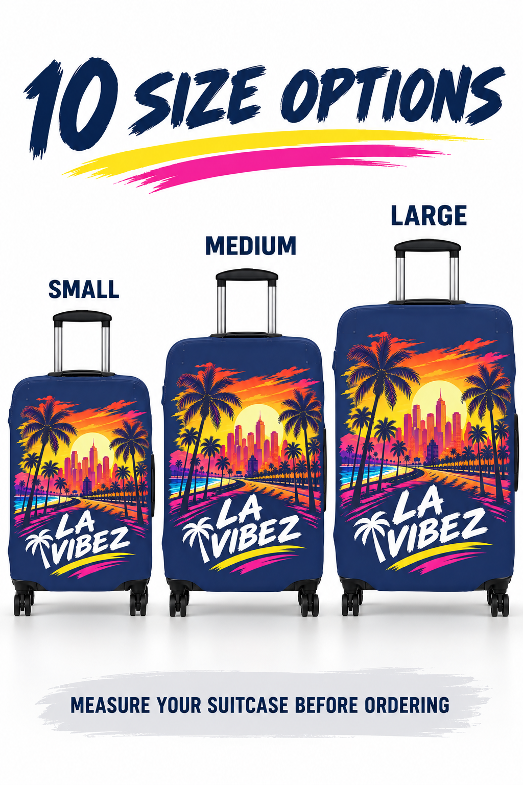 LA Vibez Luggage Cover | Sunset Palm Skyline Travel Accessory