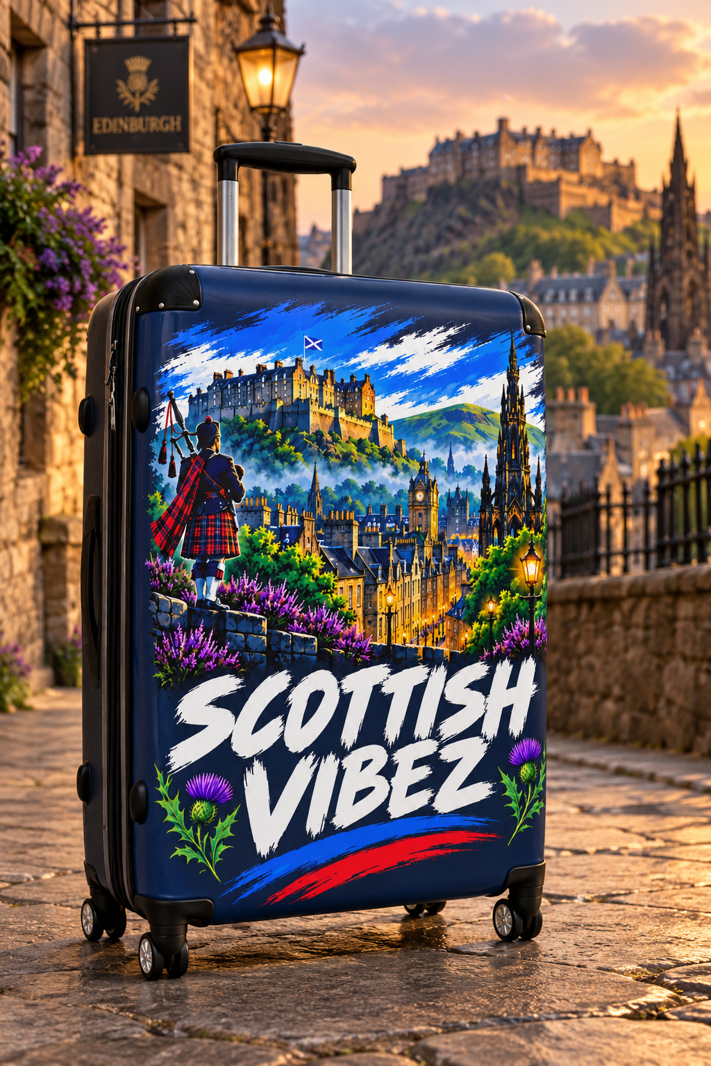 Scottish Vibez Suitcase | Edinburgh Castle Travel Luggage