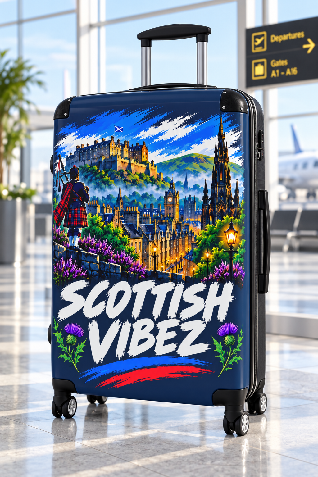 Scottish Vibez Suitcase | Edinburgh Castle Travel Luggage