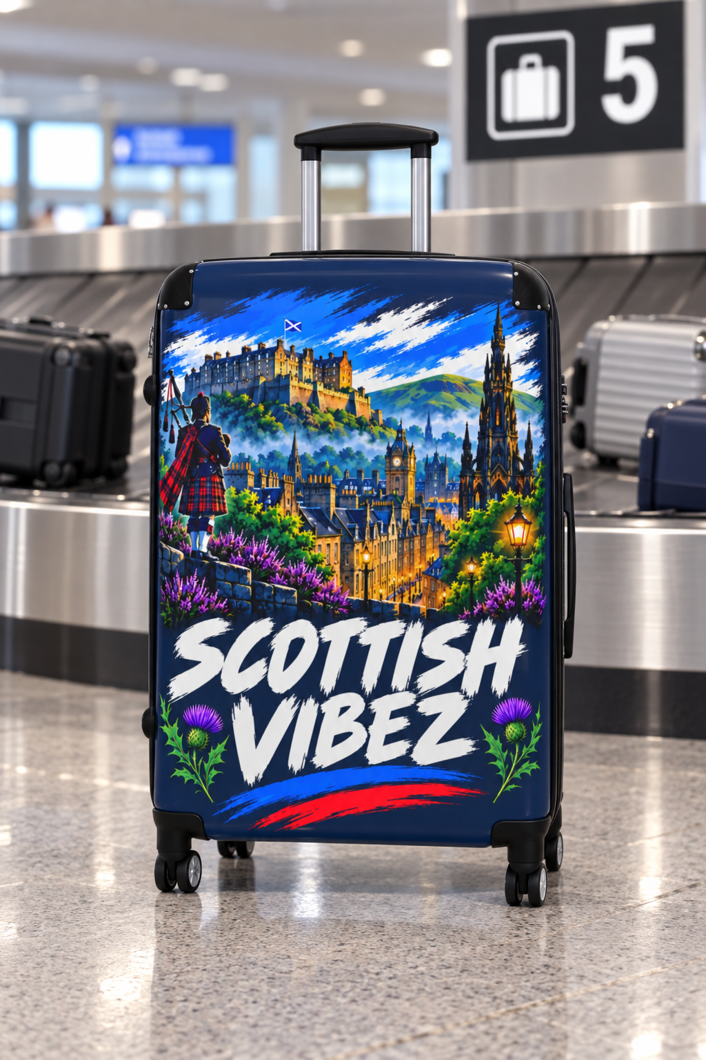 Scottish Vibez Suitcase | Edinburgh Castle Travel Luggage