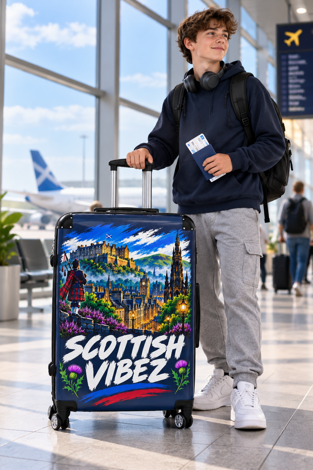 Scottish Vibez Suitcase | Edinburgh Castle Travel Luggage