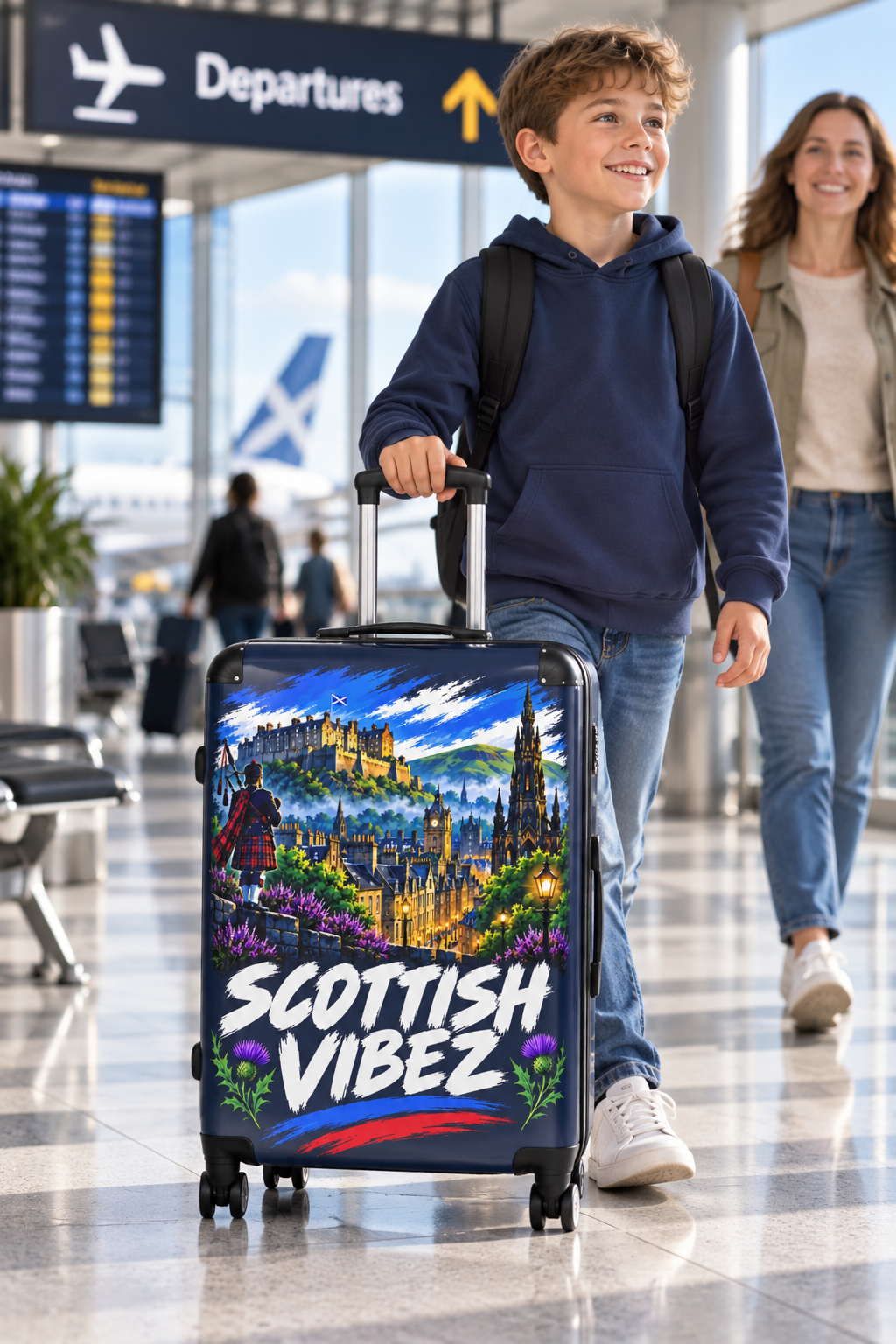 Scottish Vibez Suitcase | Edinburgh Castle Travel Luggage