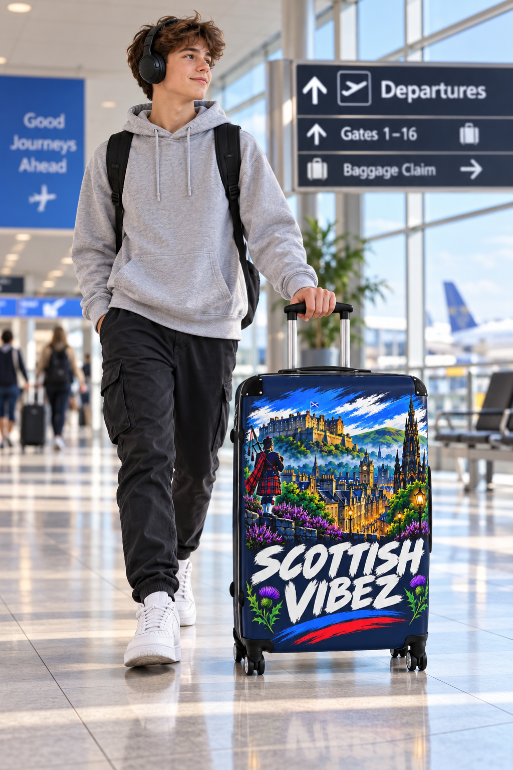 Scottish Vibez Suitcase | Edinburgh Castle Travel Luggage