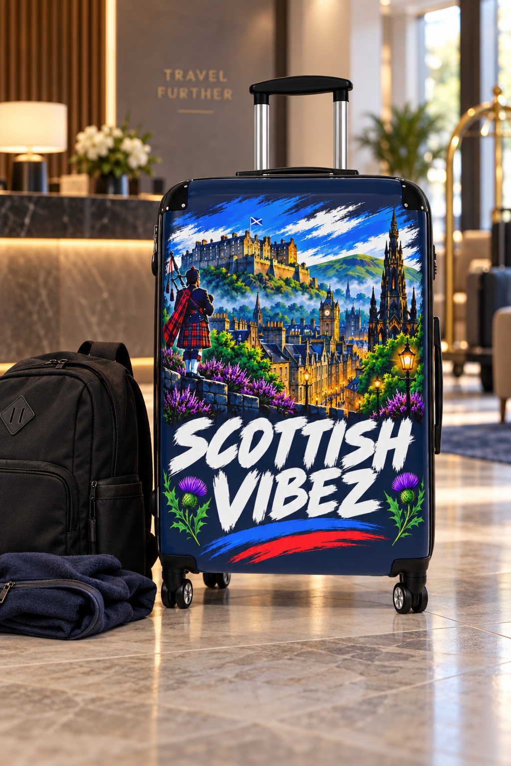 Scottish Vibez Suitcase | Edinburgh Castle Travel Luggage