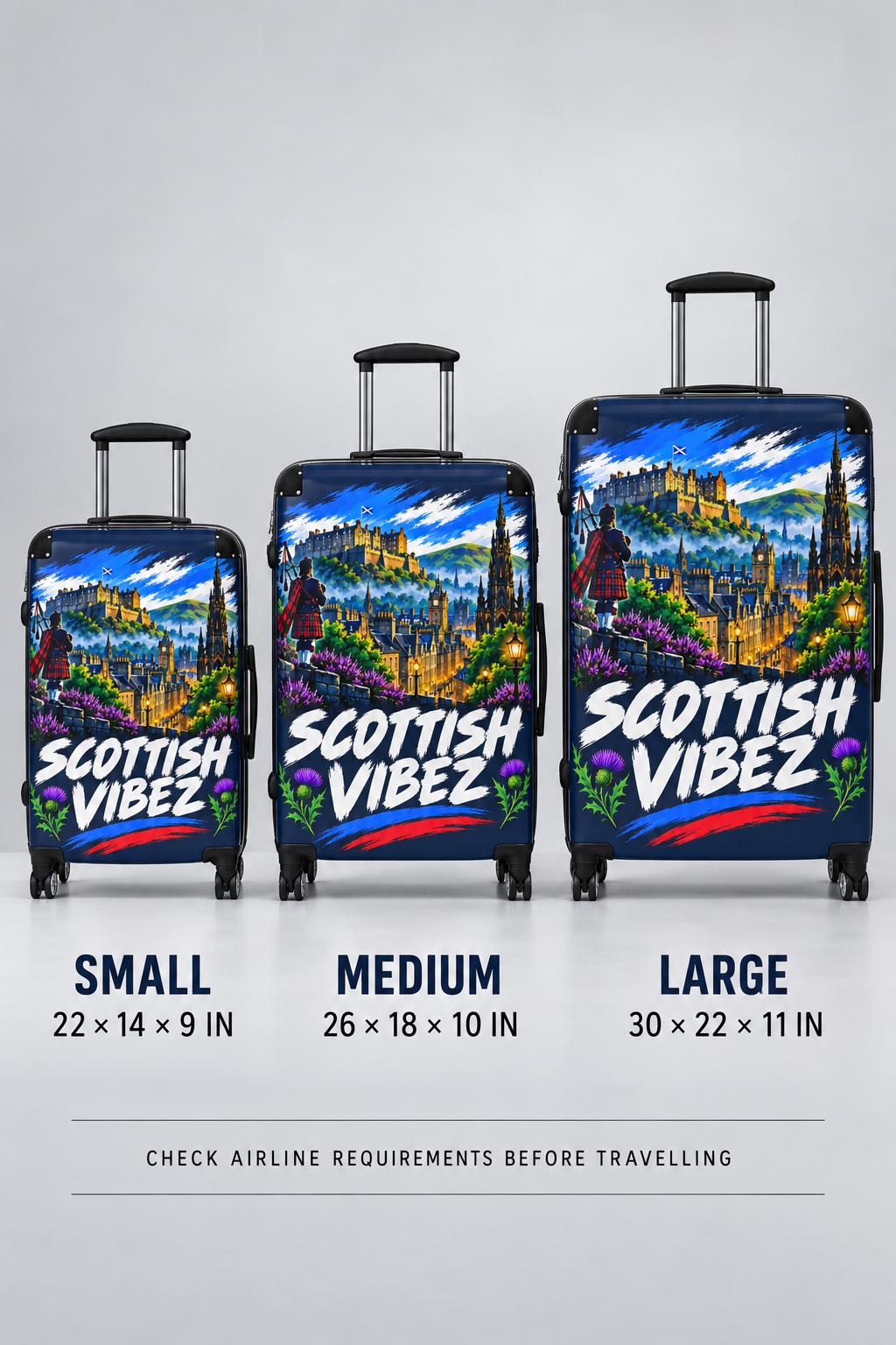 Scottish Vibez Suitcase | Edinburgh Castle Travel Luggage