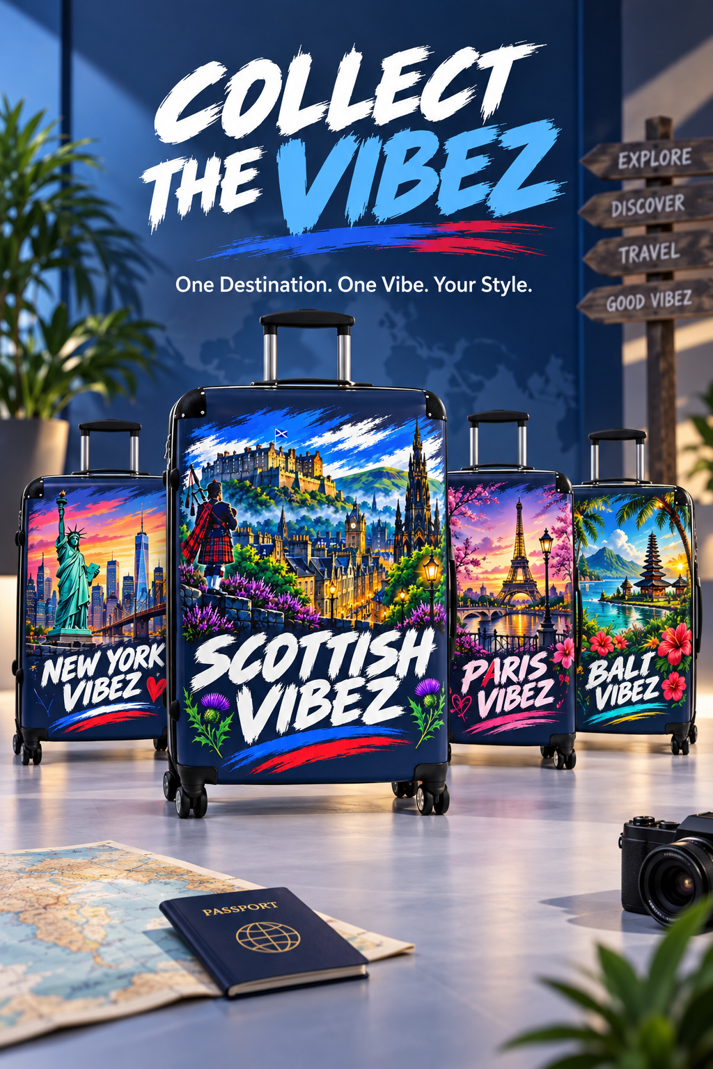 Scottish Vibez Suitcase | Edinburgh Castle Travel Luggage