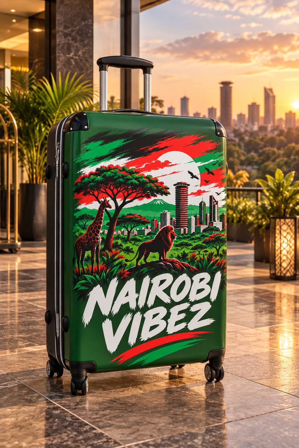 Nairobi Vibez Suitcase | African Safari Skyline Luggage
