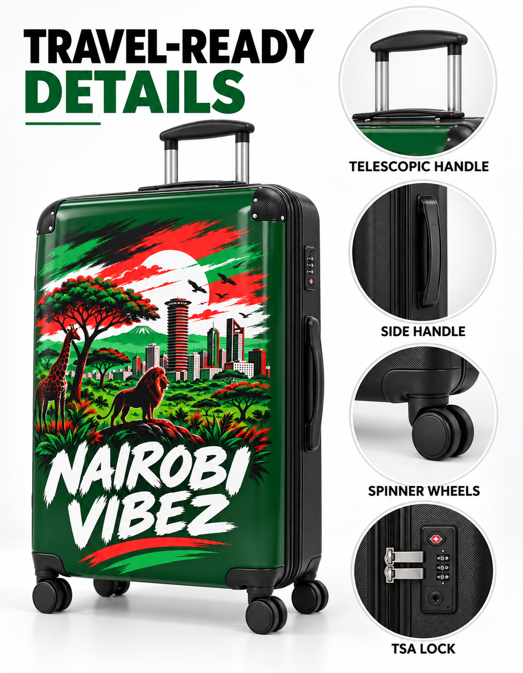 Nairobi Vibez Suitcase | African Safari Skyline Luggage