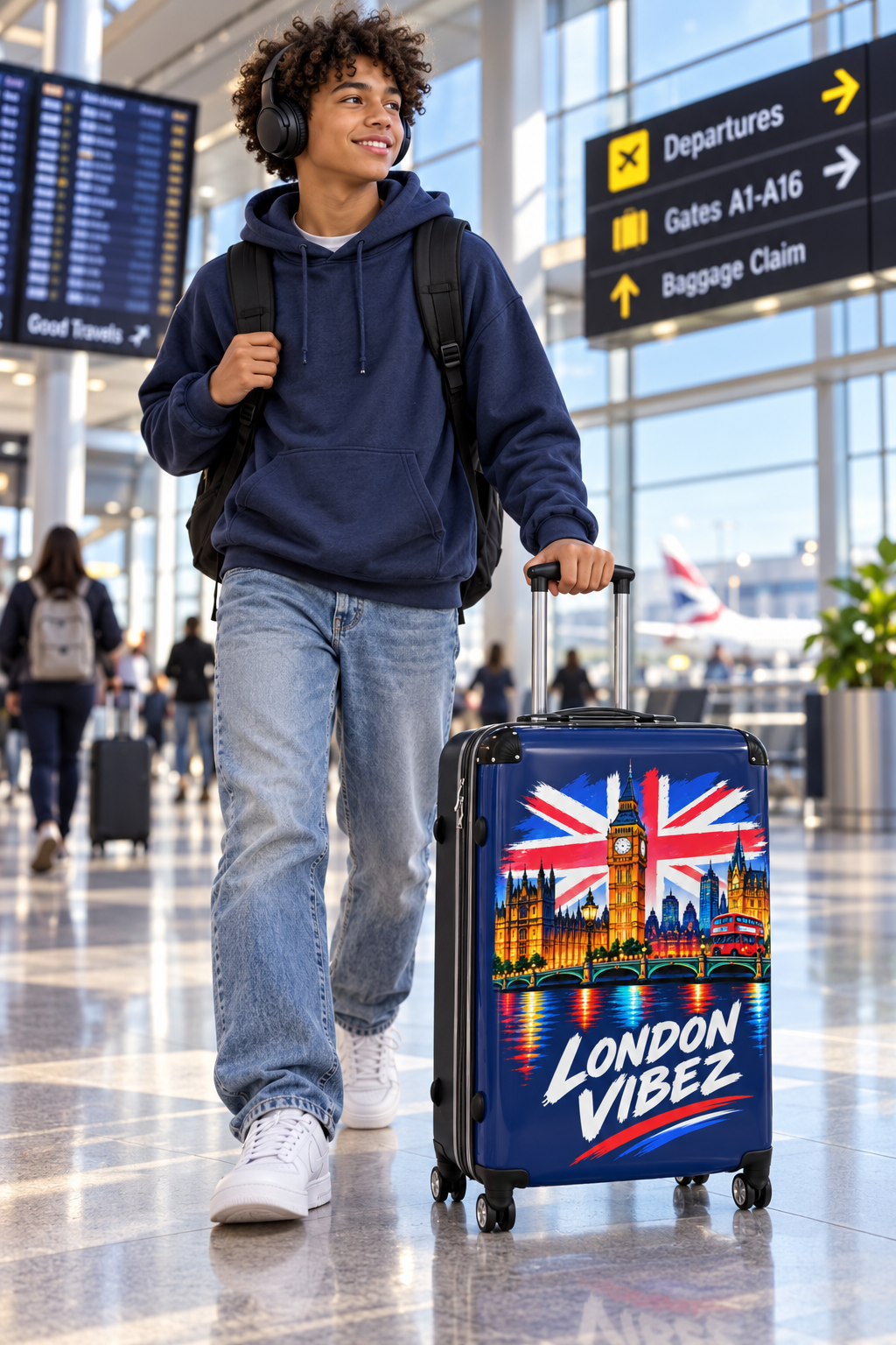 London Vibez Suitcase | Union Jack Big Ben Skyline Carry-On