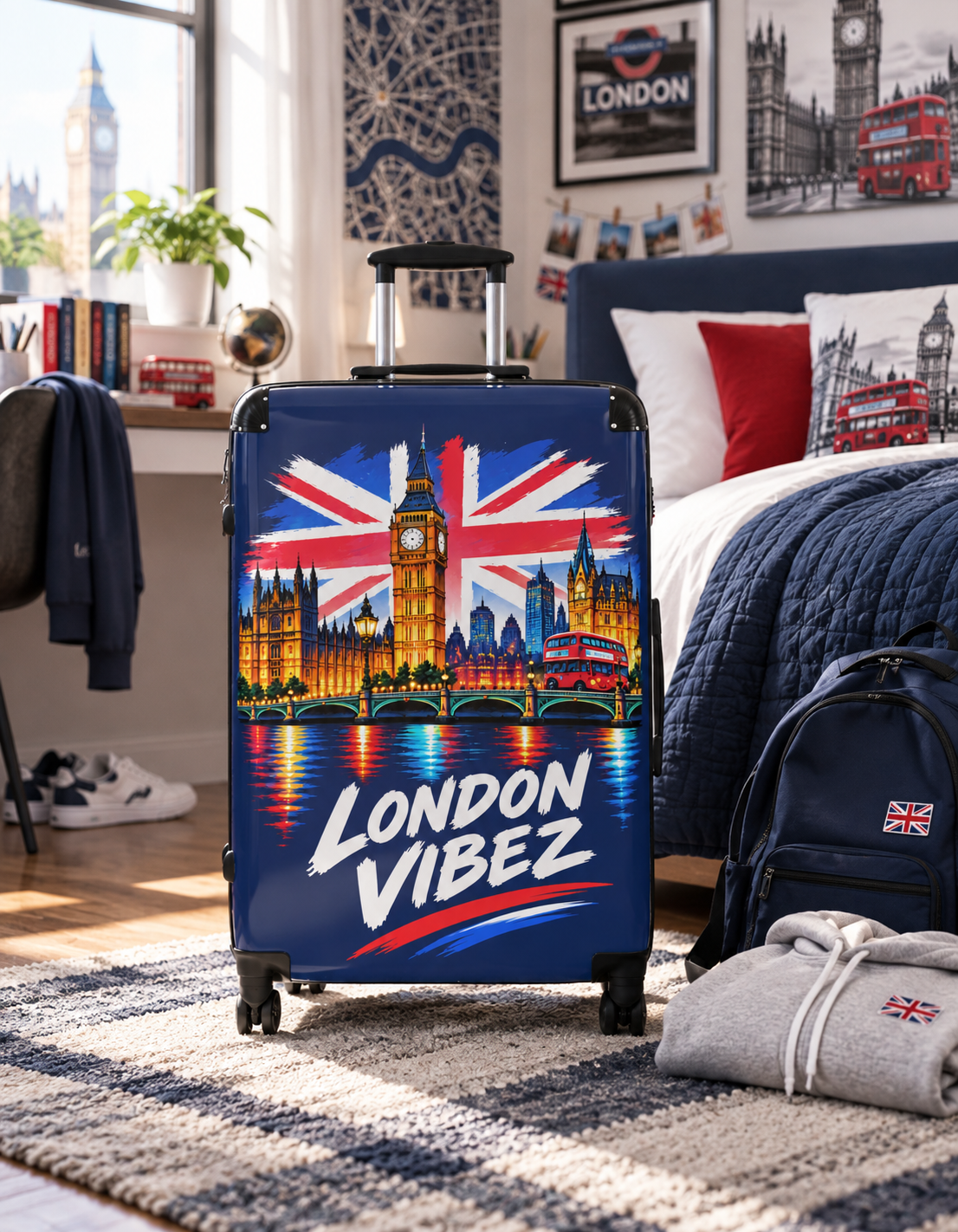 London Vibez Suitcase | Union Jack Big Ben Skyline Carry-On