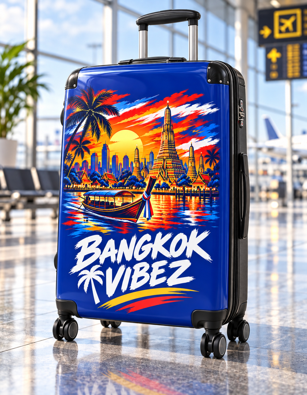 Bangkok Vibez Suitcase | Tropical Sunset Cityscape Luggage Cover