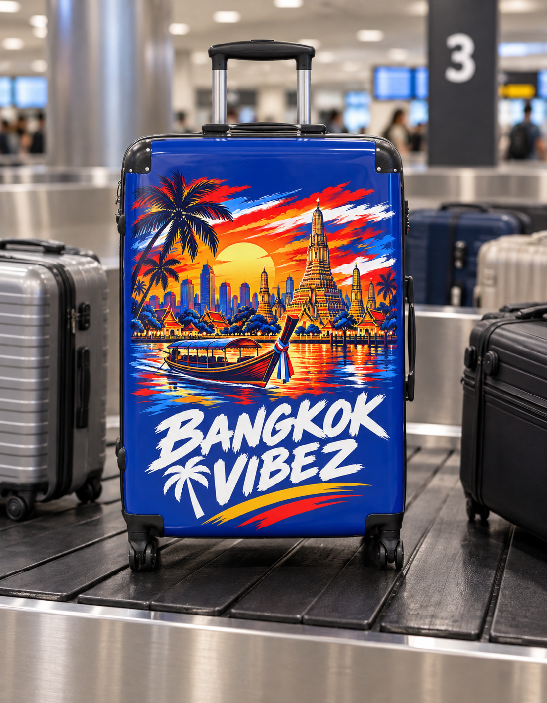 Bangkok Vibez Suitcase | Tropical Sunset Cityscape Luggage Cover
