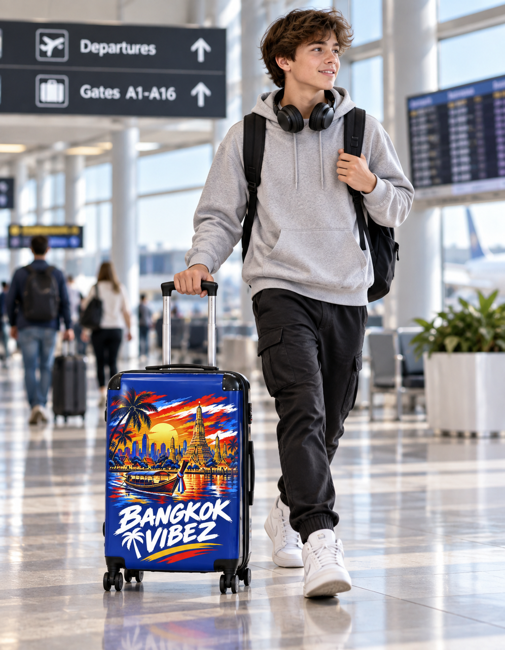 Bangkok Vibez Suitcase | Tropical Sunset Cityscape Luggage Cover