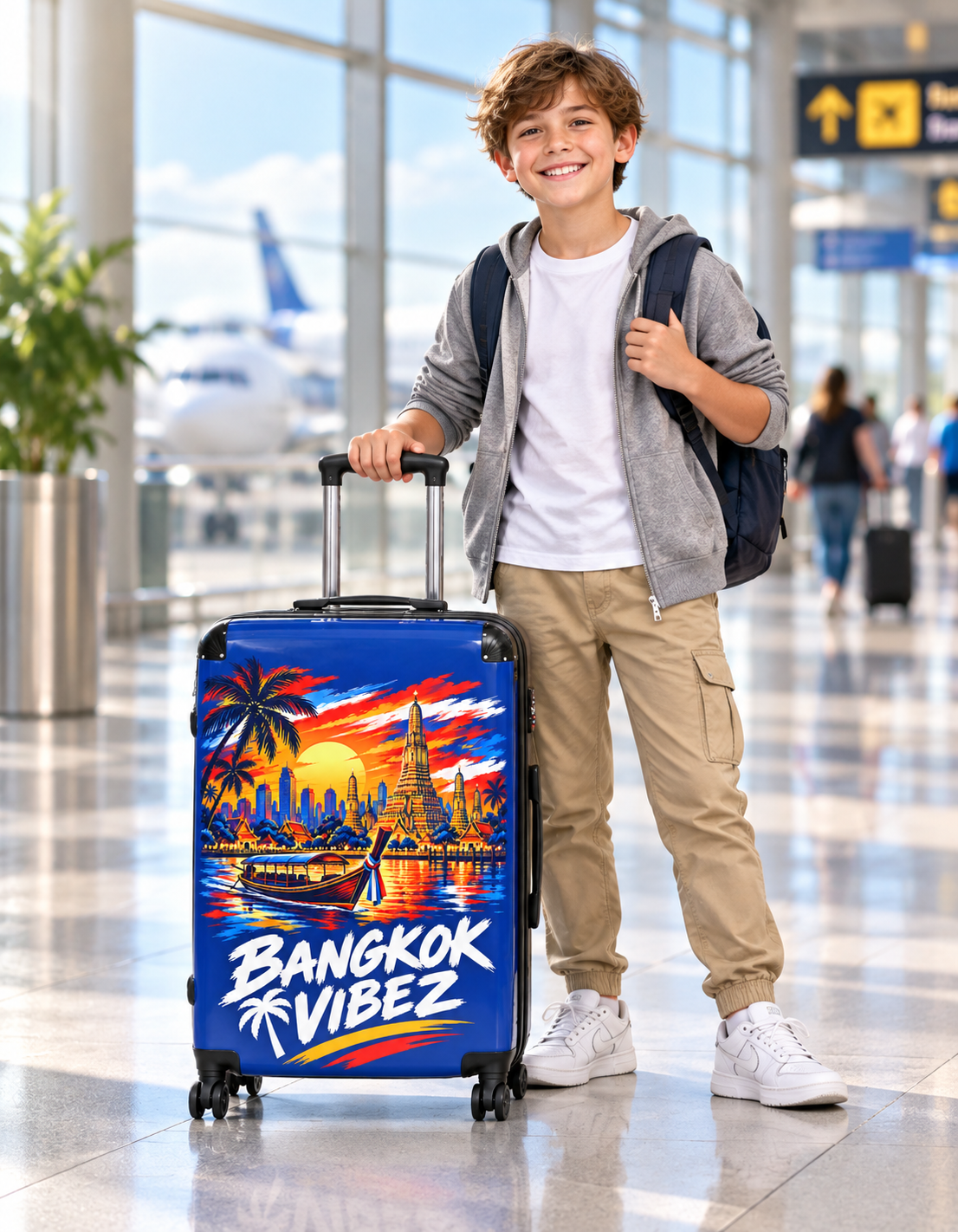 Bangkok Vibez Suitcase | Tropical Sunset Cityscape Luggage Cover