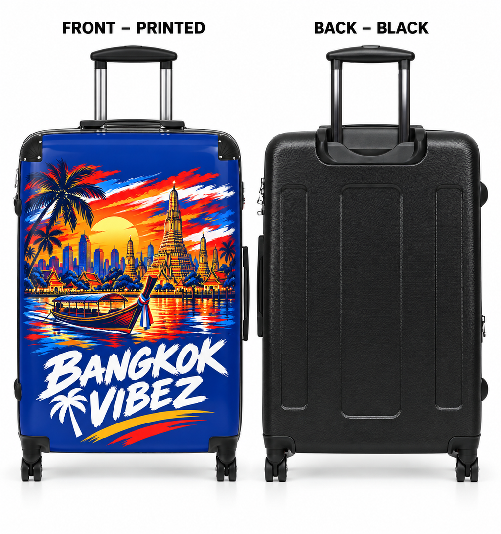 Bangkok Vibez Suitcase | Tropical Sunset Cityscape Luggage Cover