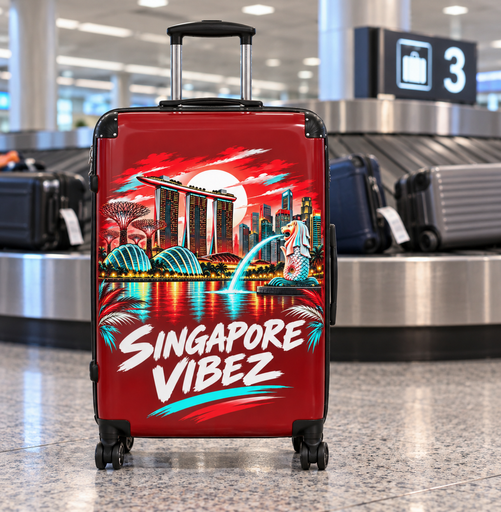 Singapore Vibez Suitcase | Merlion Marina Bay Skyline Luggage