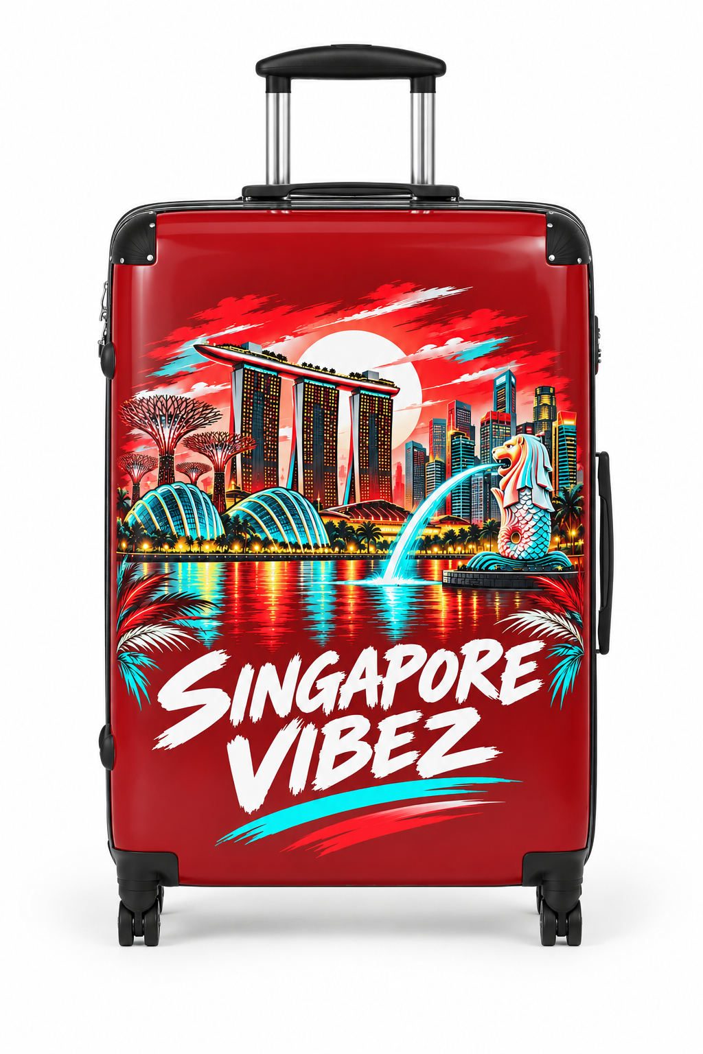 Singapore Vibez Suitcase | Merlion Marina Bay Skyline Luggage