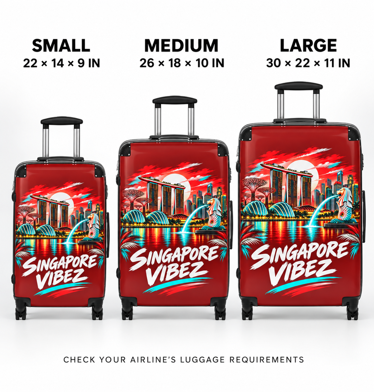 Singapore Vibez Suitcase | Merlion Marina Bay Skyline Luggage