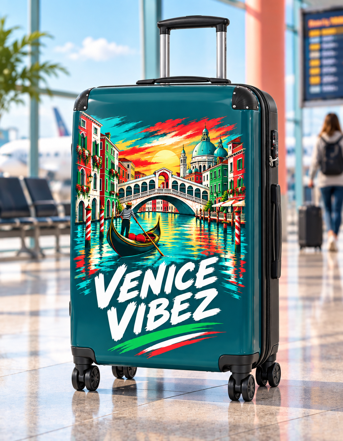 Venice Vibez Suitcase | Colorful Gondola Canal Travel Luggage