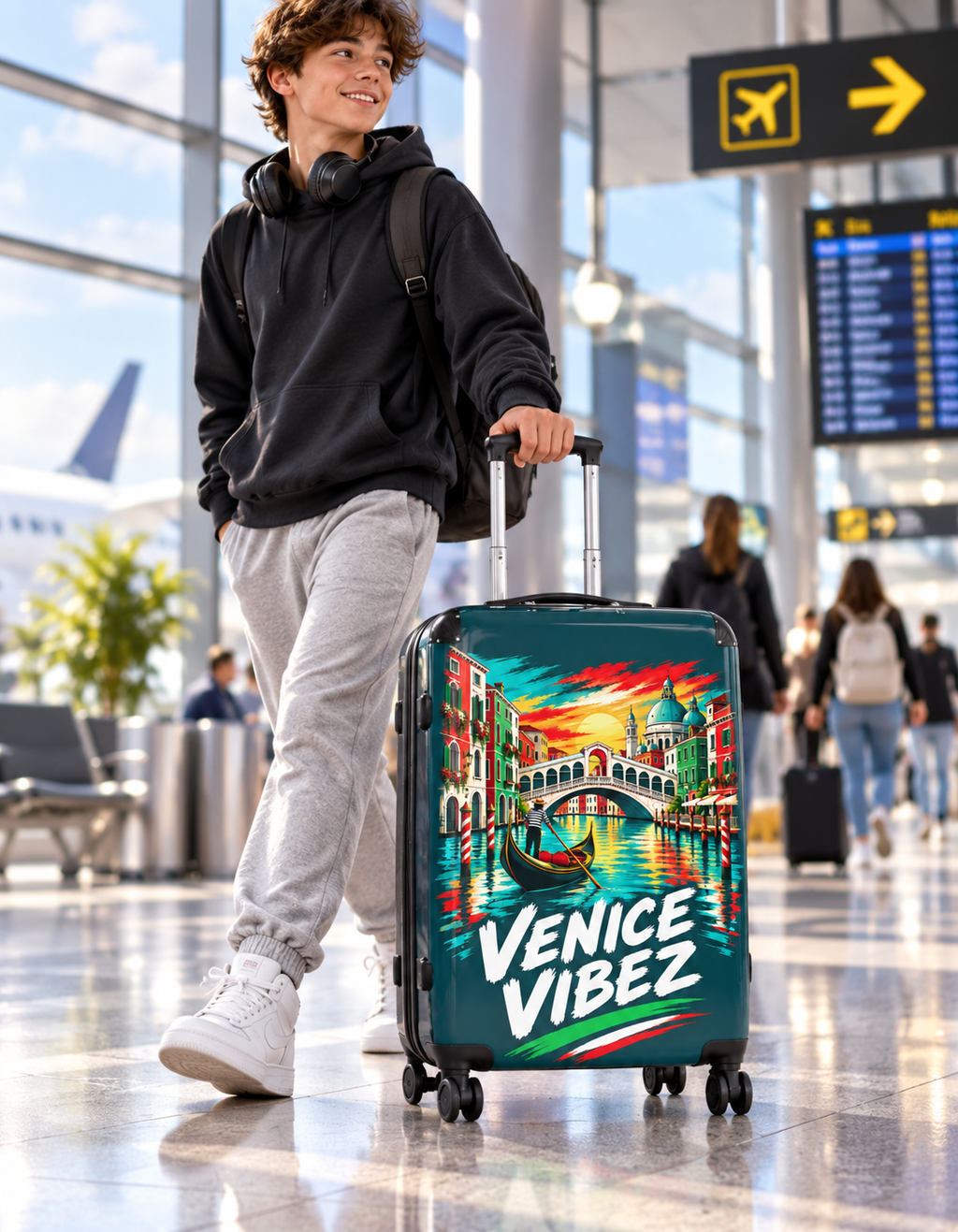 Venice Vibez Suitcase | Colorful Gondola Canal Travel Luggage