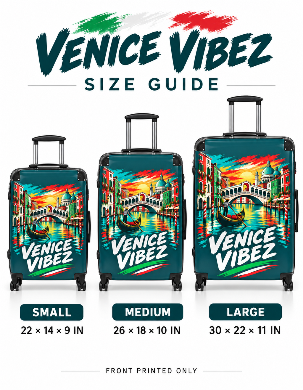 Venice Vibez Suitcase | Colorful Gondola Canal Travel Luggage