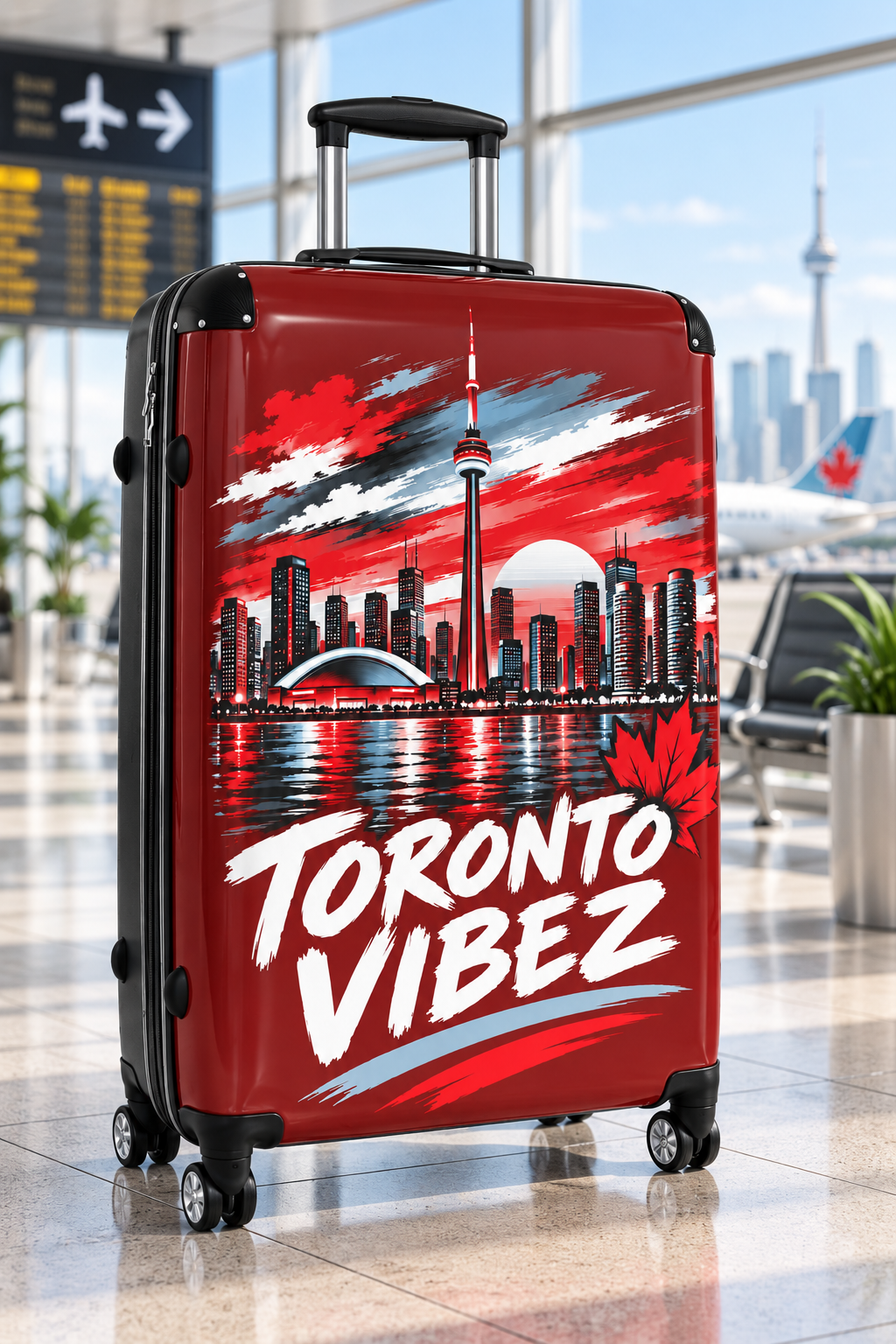 Toronto Vibez Suitcase | Red Skyline Luggage, CN Tower Graphic