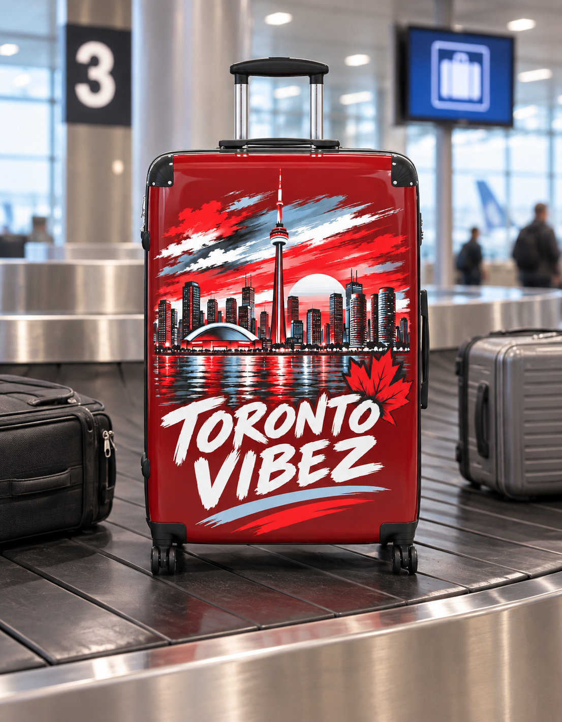 Toronto Vibez Suitcase | Red Skyline Luggage, CN Tower Graphic