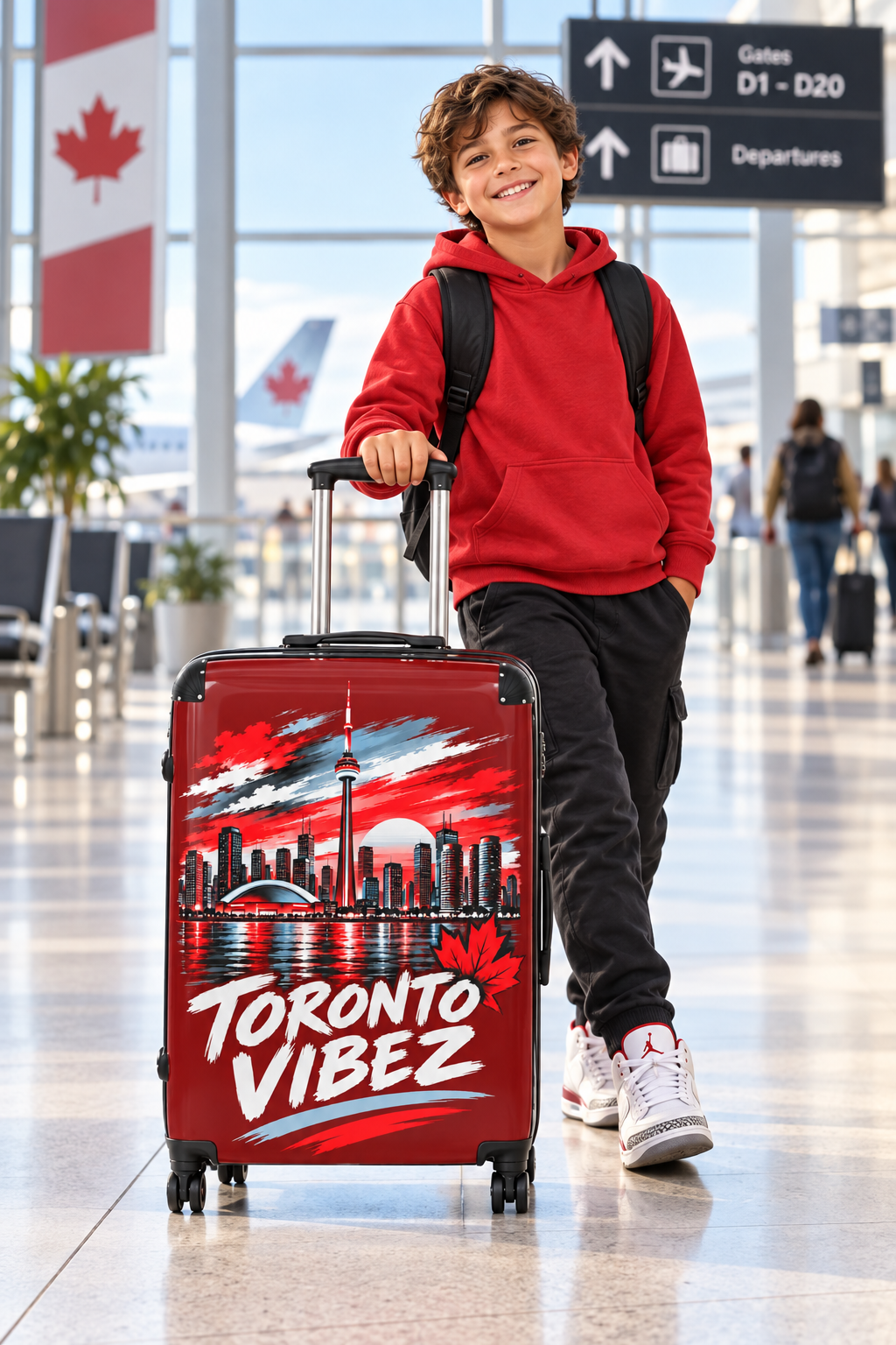 Toronto Vibez Suitcase | Red Skyline Luggage, CN Tower Graphic