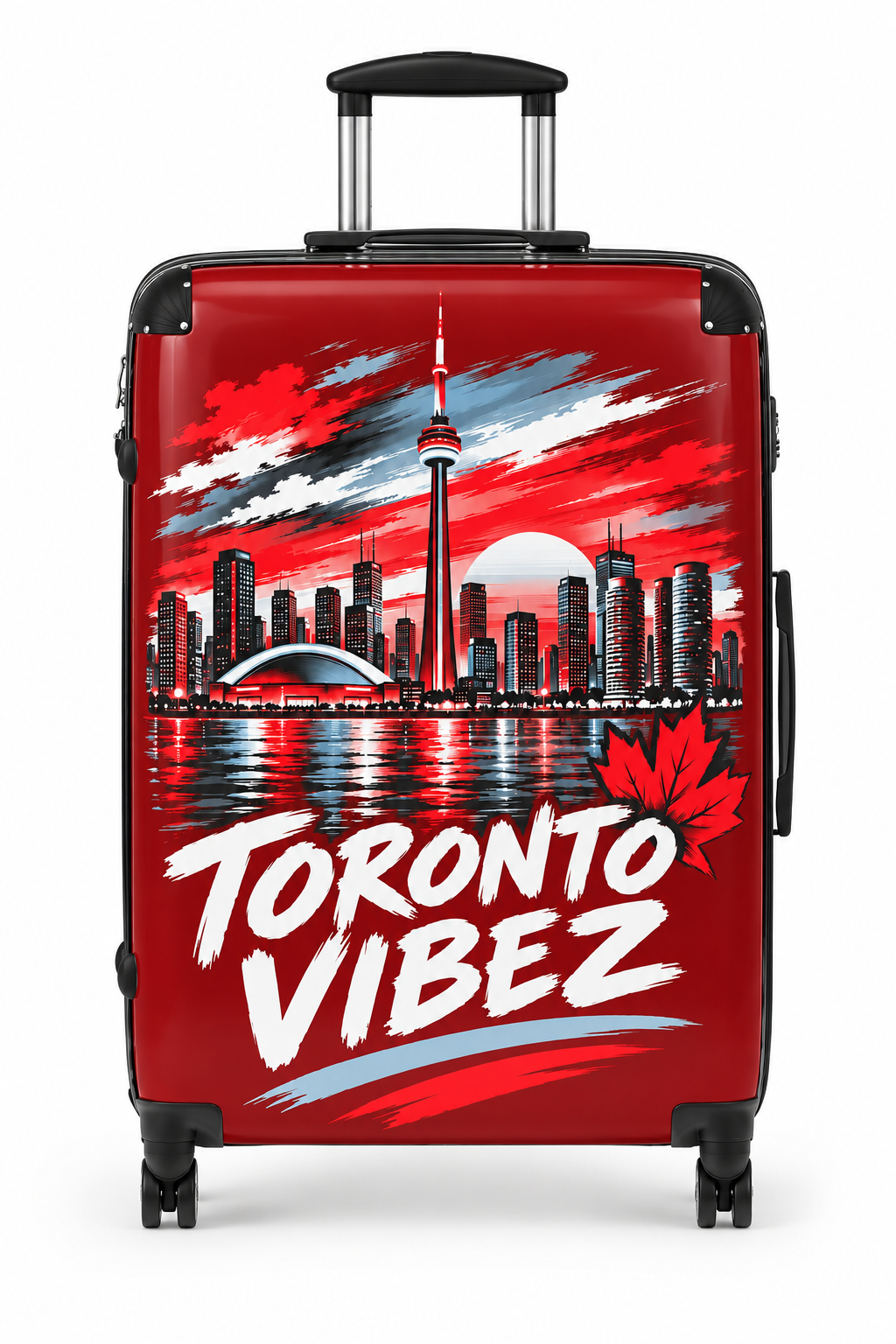 Toronto Vibez Suitcase | Red Skyline Luggage, CN Tower Graphic