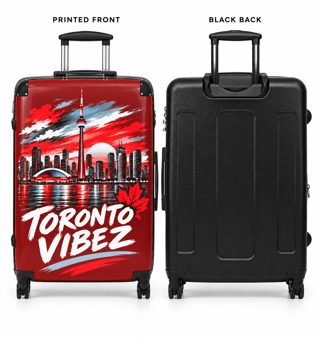 Toronto Vibez Suitcase | Red Skyline Luggage, CN Tower Graphic