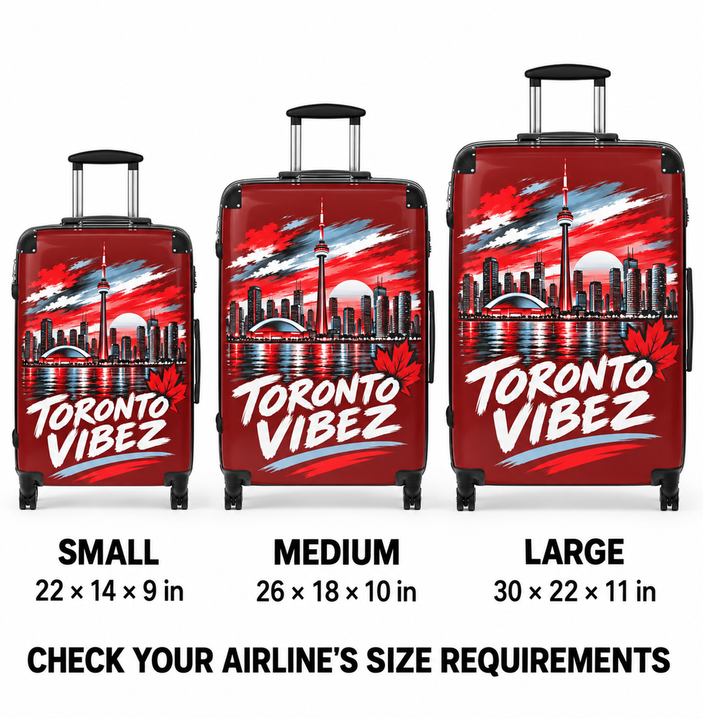 Toronto Vibez Suitcase | Red Skyline Luggage, CN Tower Graphic
