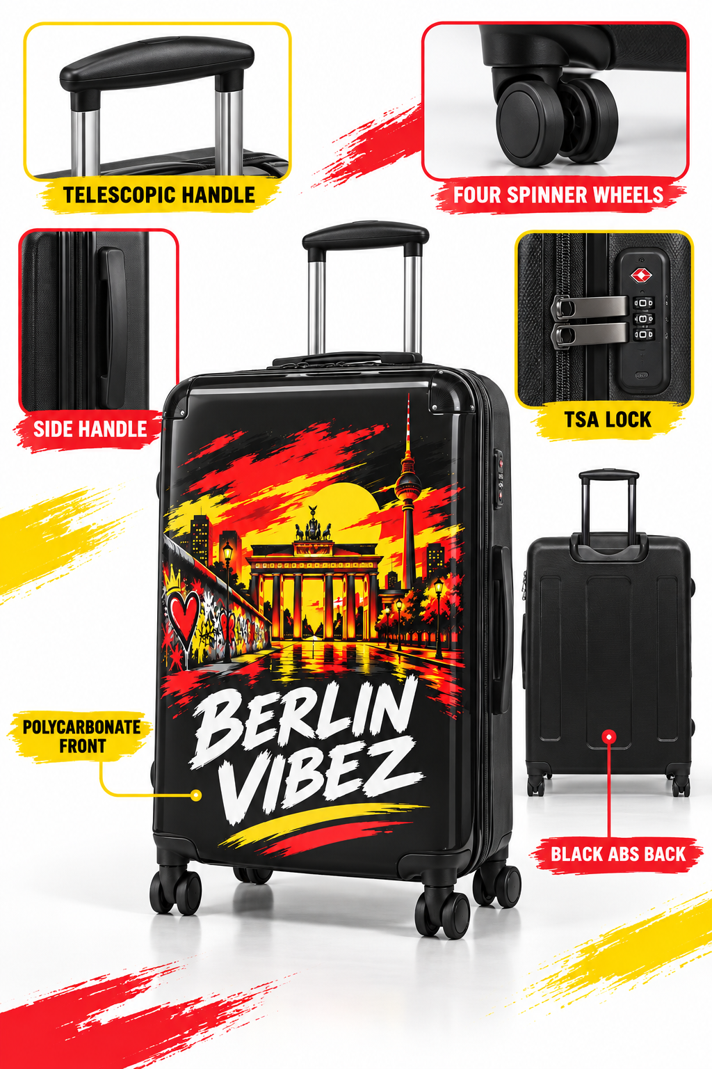 Berlin Vibez Suitcase | Brandenburger Tor Graphic Luggage